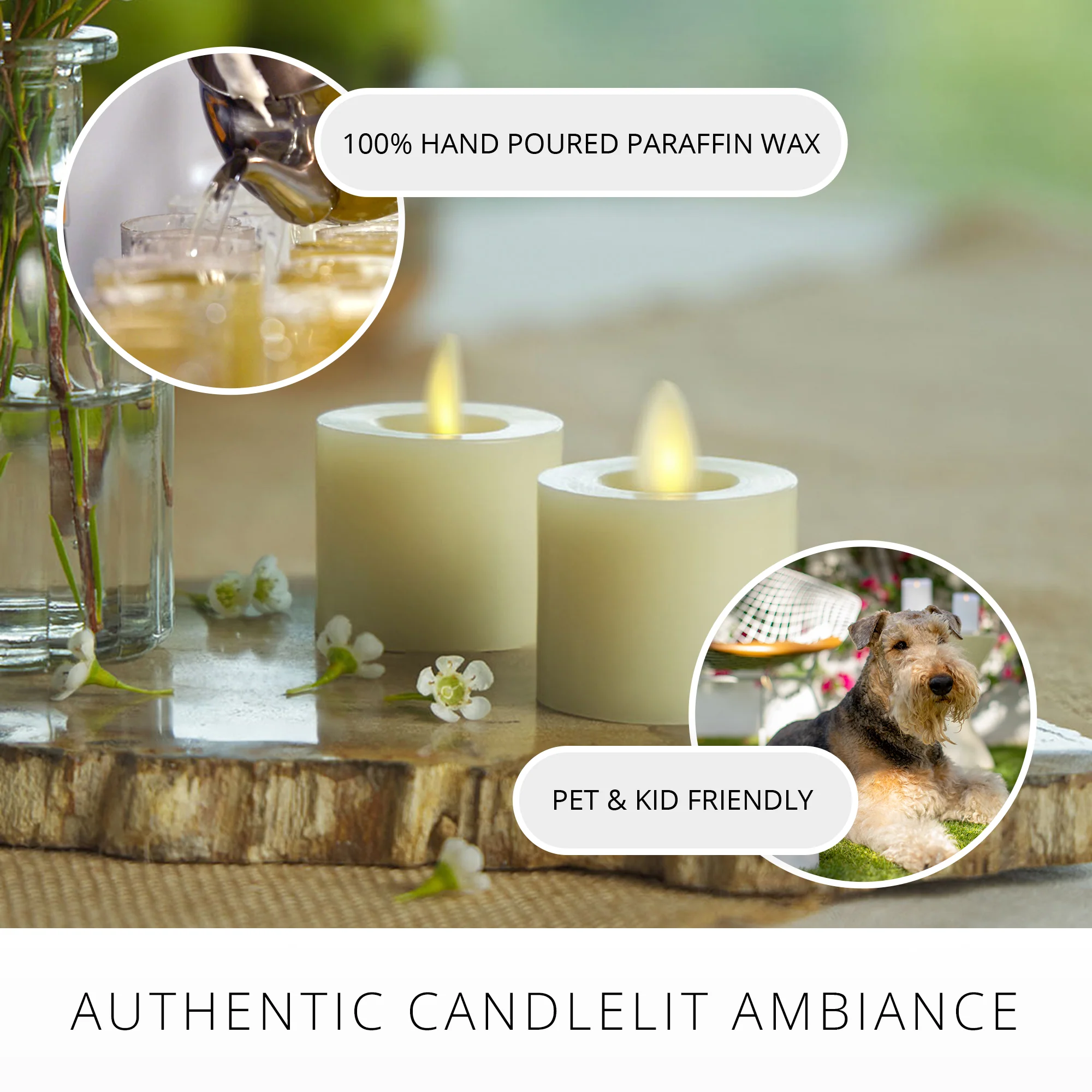 Ivory Flameless Candle Tealights - Recessed Top - Set of 2 - Image 4