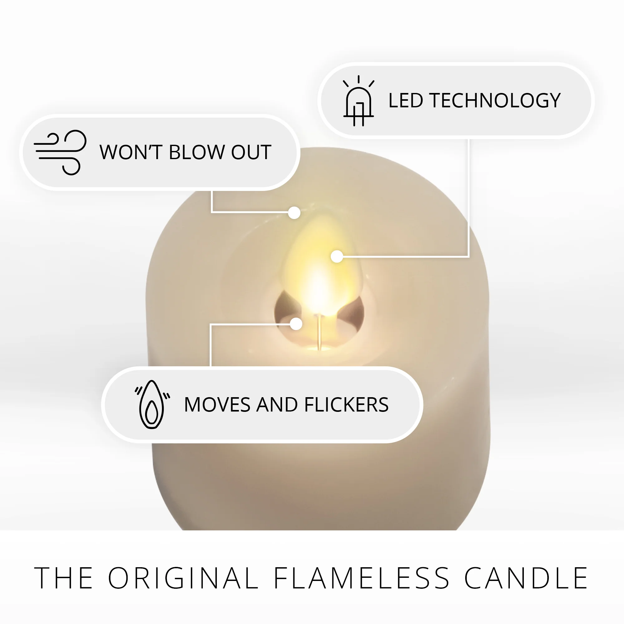Ivory Flameless Candle Tealights - Recessed Top - Set of 2 - Image 5