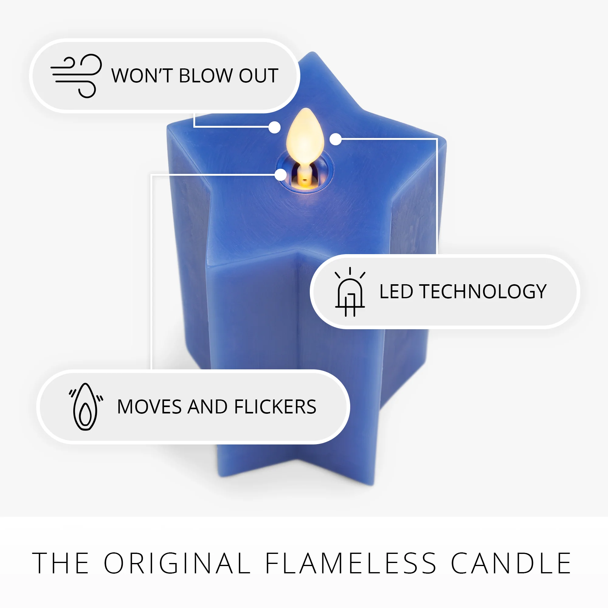 Set of 3 Red, White & Blue Star-shaped Flameless Candle Pillars - Image 9
