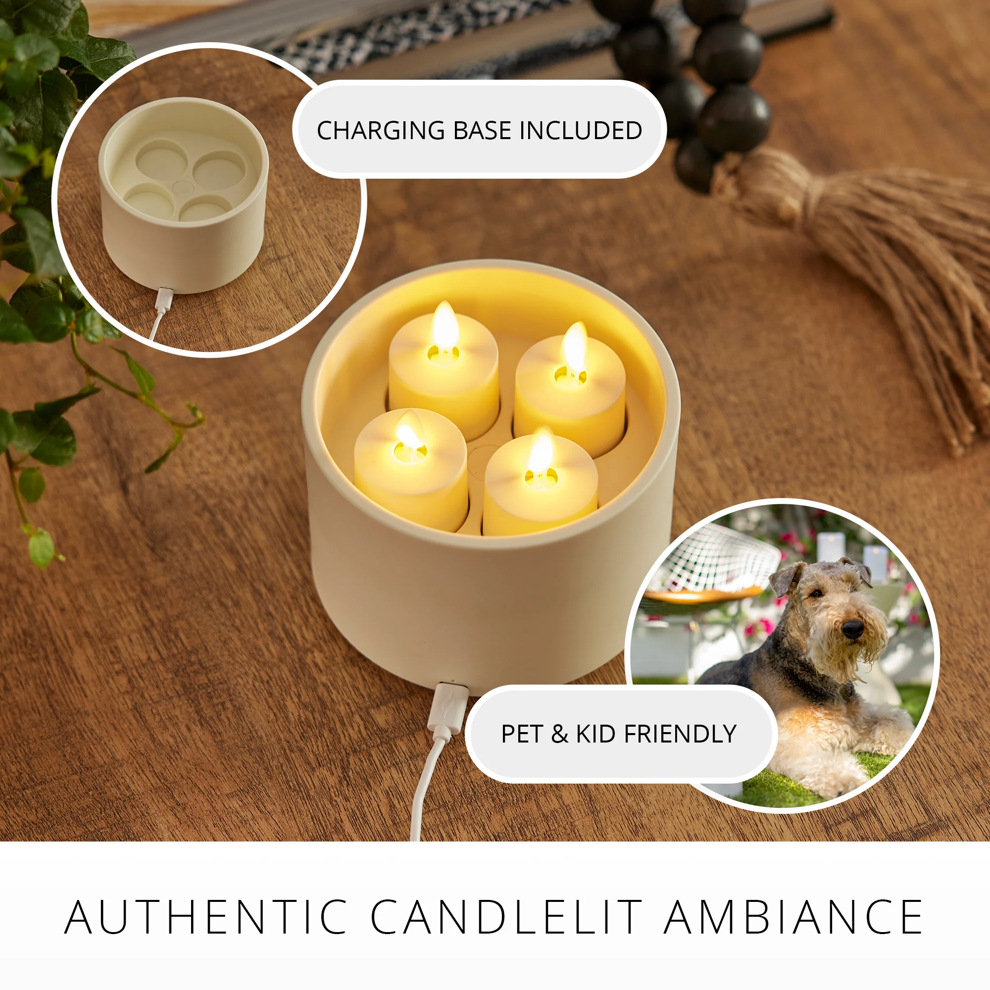 Rechargeable Tealights and Charging Base - Set of 4 - Image 5