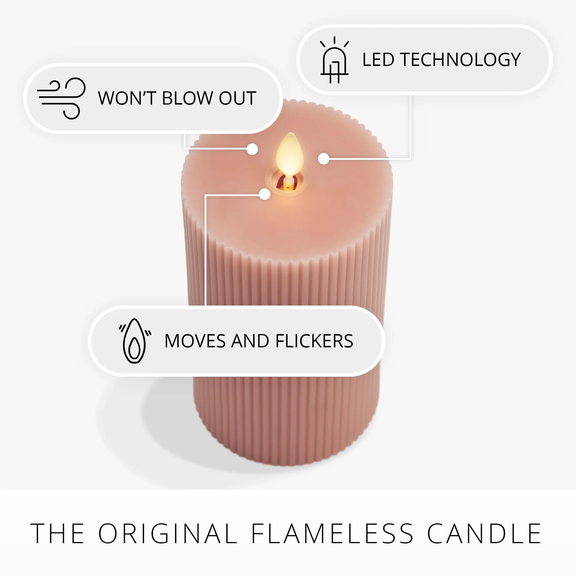 Soft Clay Flameless Candle Ribbed Pillar - Image 11