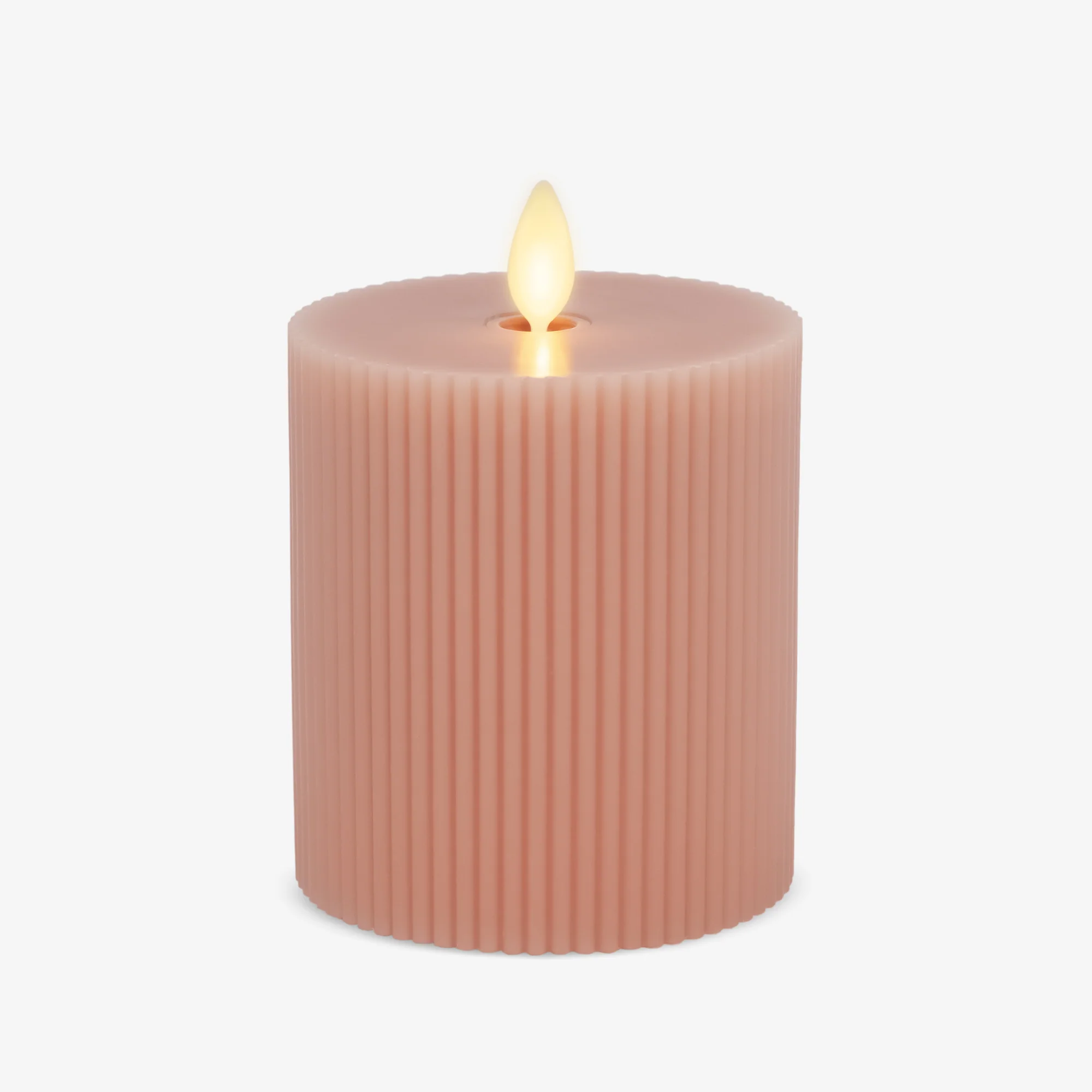 Soft Clay Flameless Candle Ribbed Pillar - Image 12
