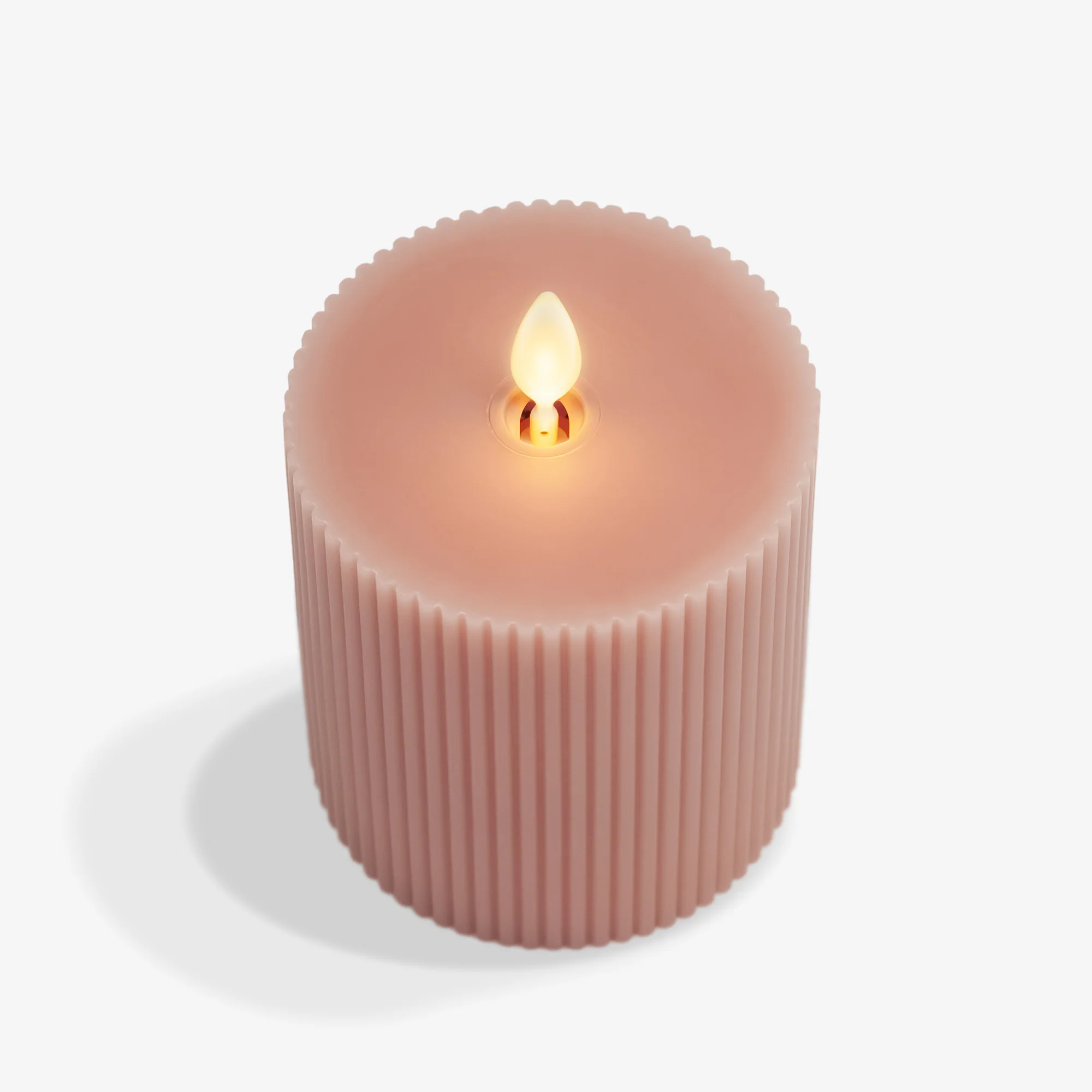 Soft Clay Flameless Candle Ribbed Pillar - Image 13
