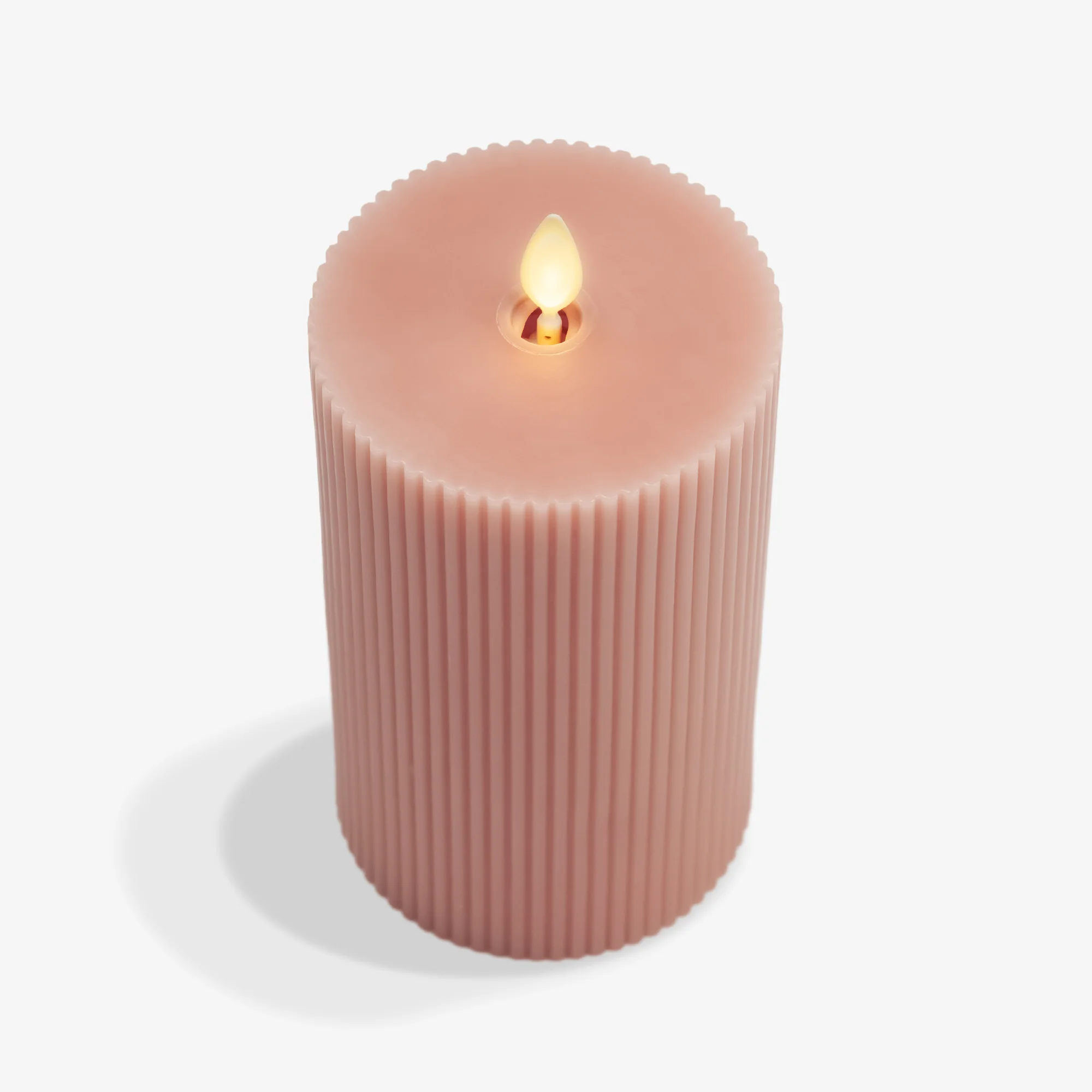 Soft Clay Flameless Candle Ribbed Pillar - Image 16