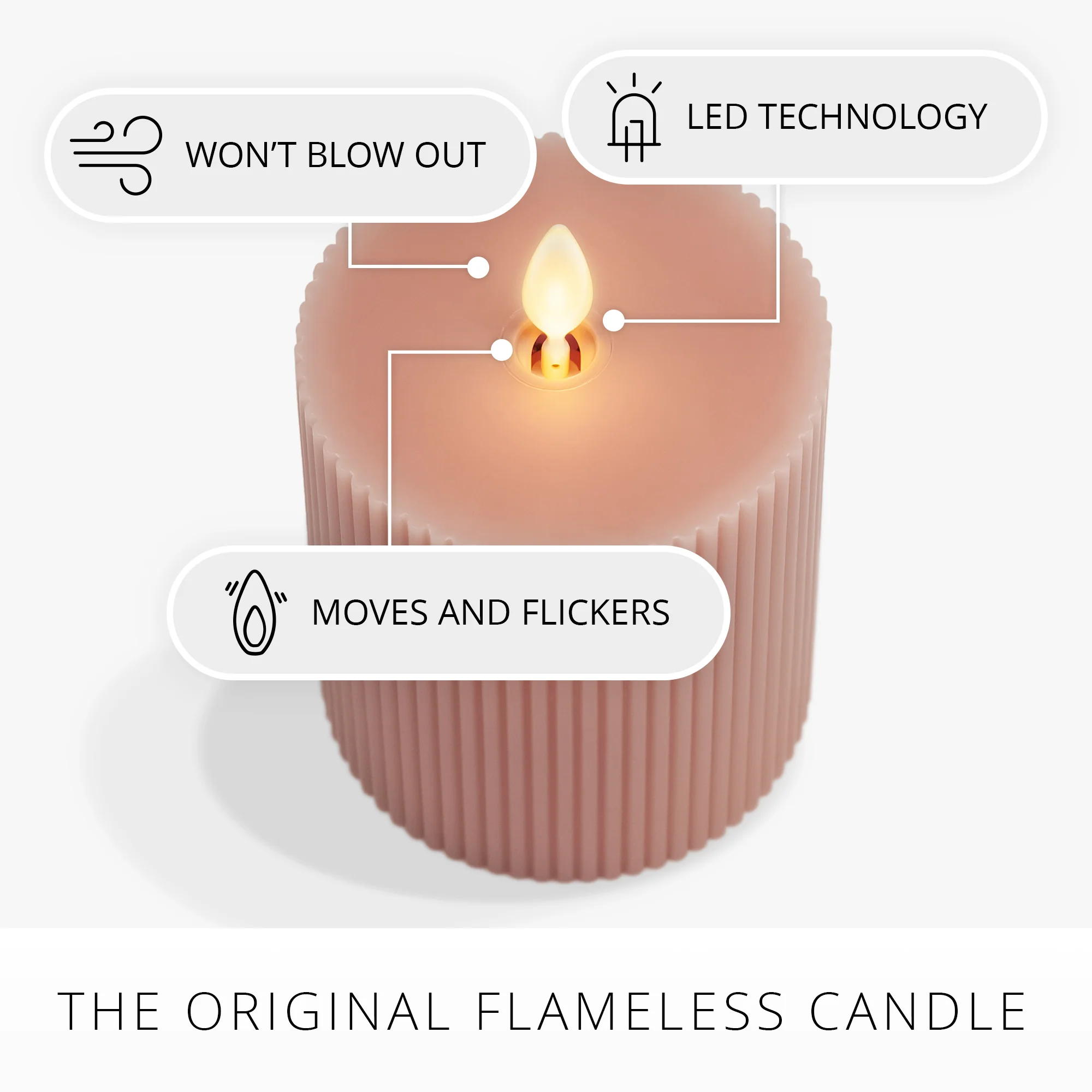 Soft Clay Flameless Candle Ribbed Pillar - Image 9