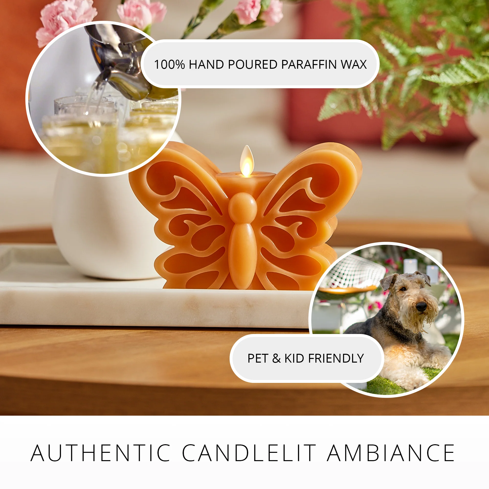 Sunlit Honey Flameless Candle Butterfly - Image 6
