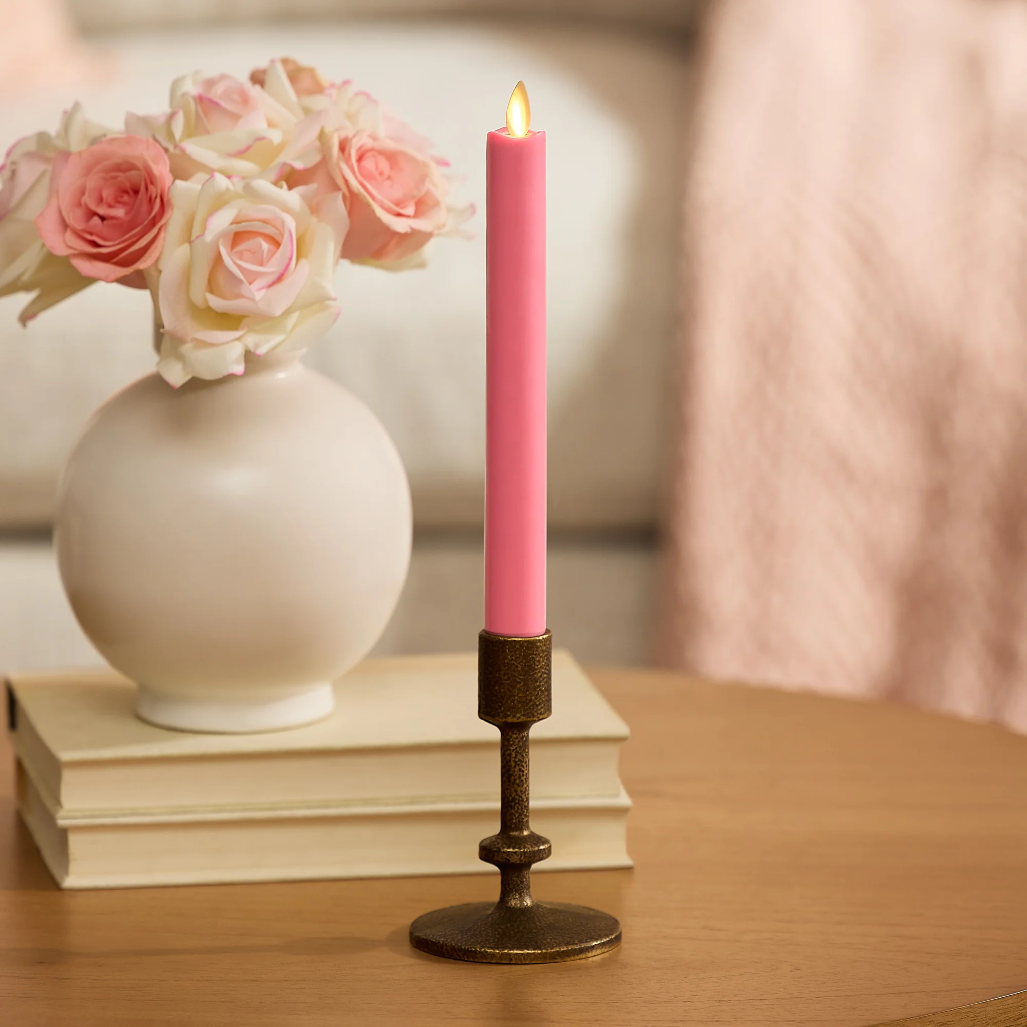 Sweet Pink Flameless Candle Taper