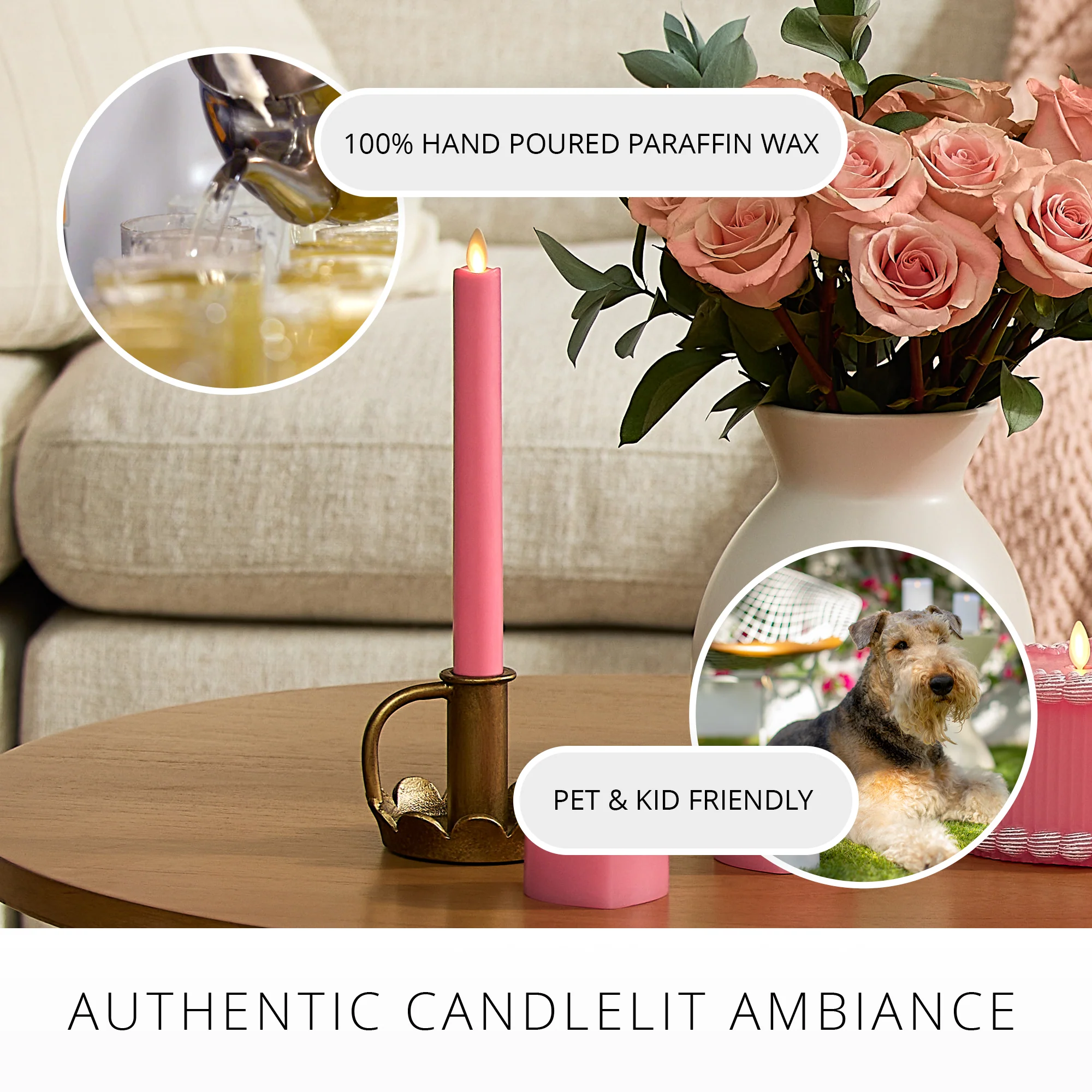 Sweet Pink Flameless Candle Taper - Image 5