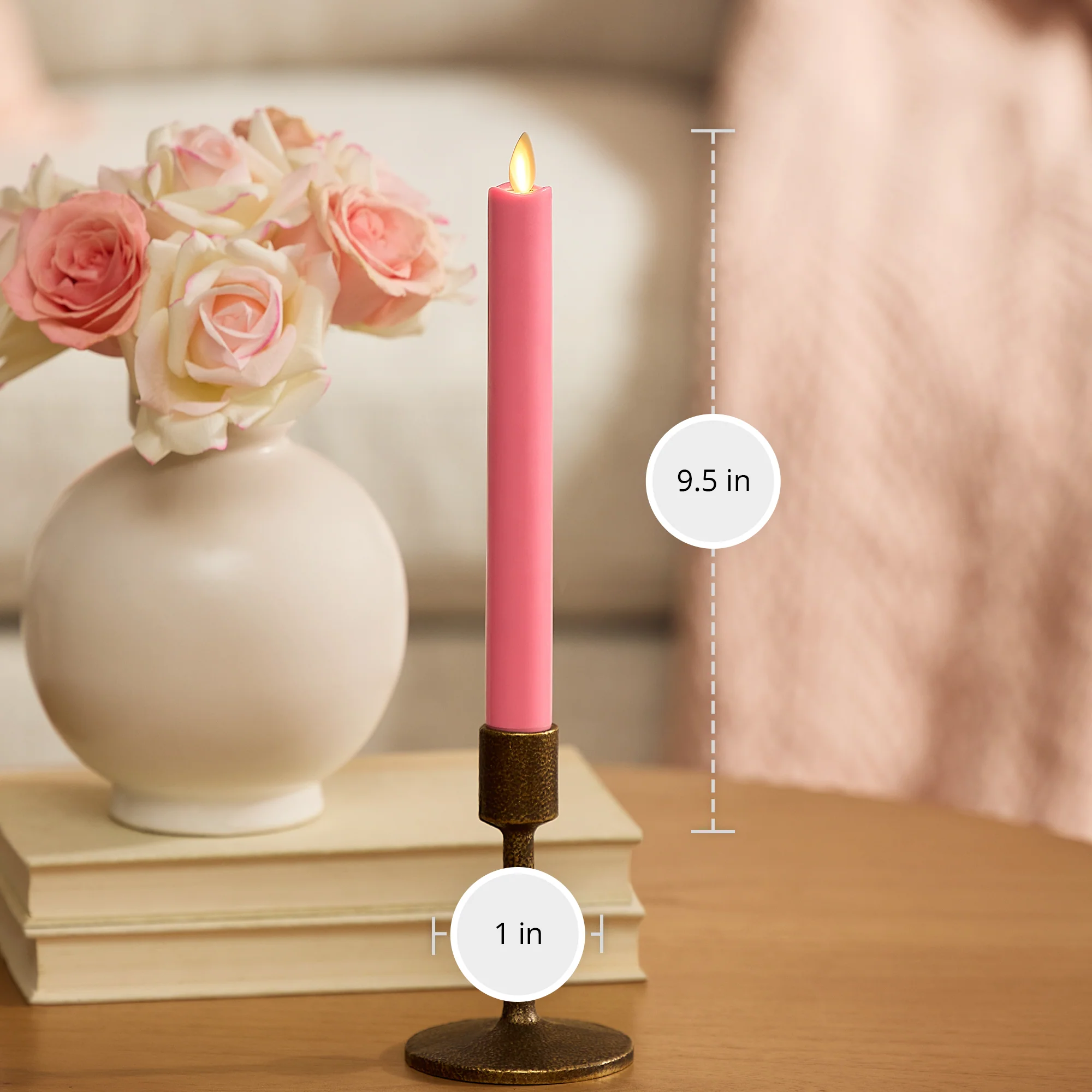 Sweet Pink Flameless Candle Taper - Image 6