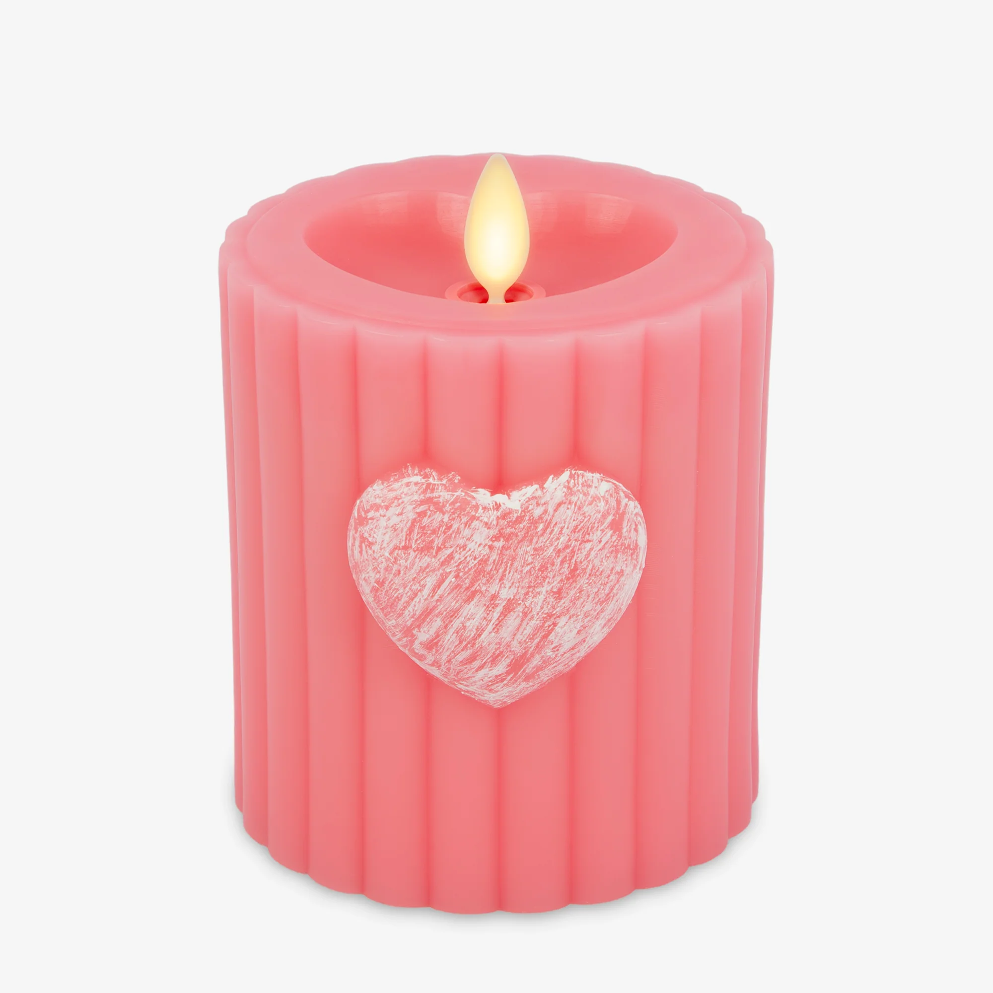 Sweet Pink Ribbed Flameless Candle Pillar - Image 11
