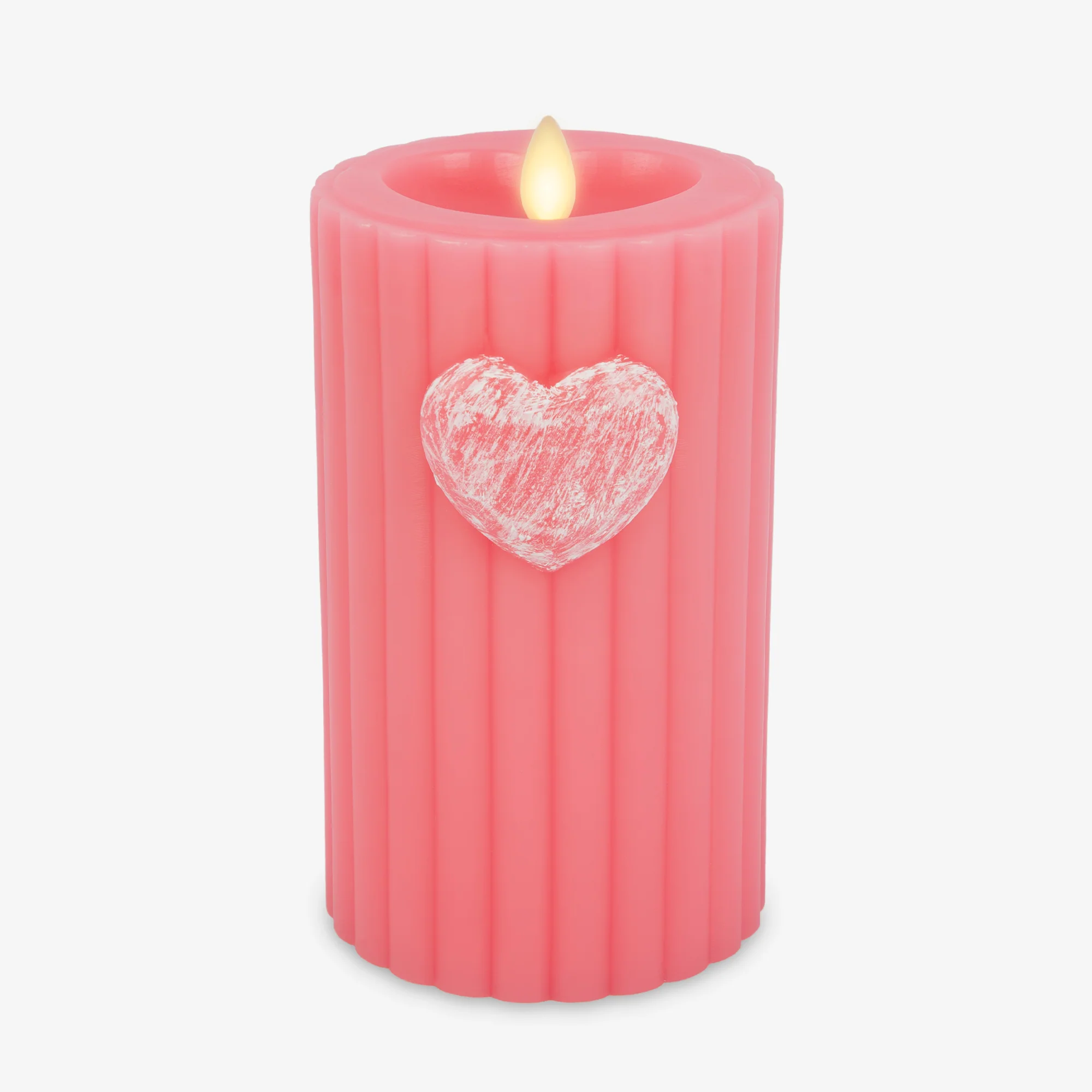 Sweet Pink Ribbed Flameless Candle Pillar - Image 12