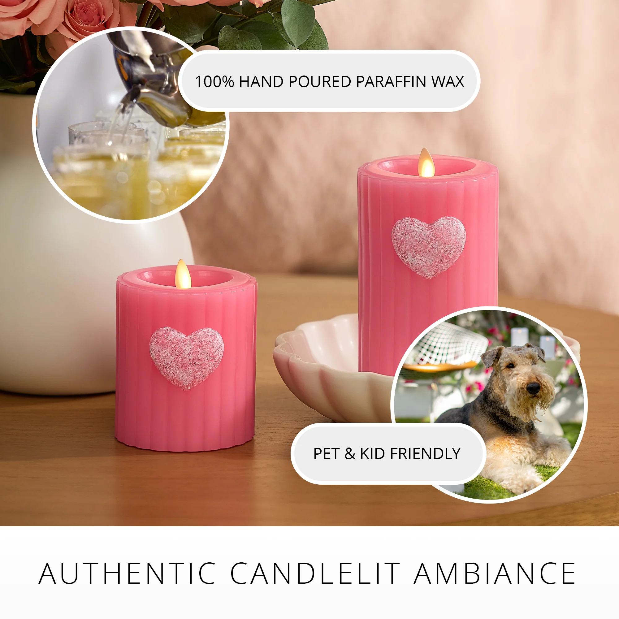 Sweet Pink Ribbed Flameless Candle Pillar - Image 6