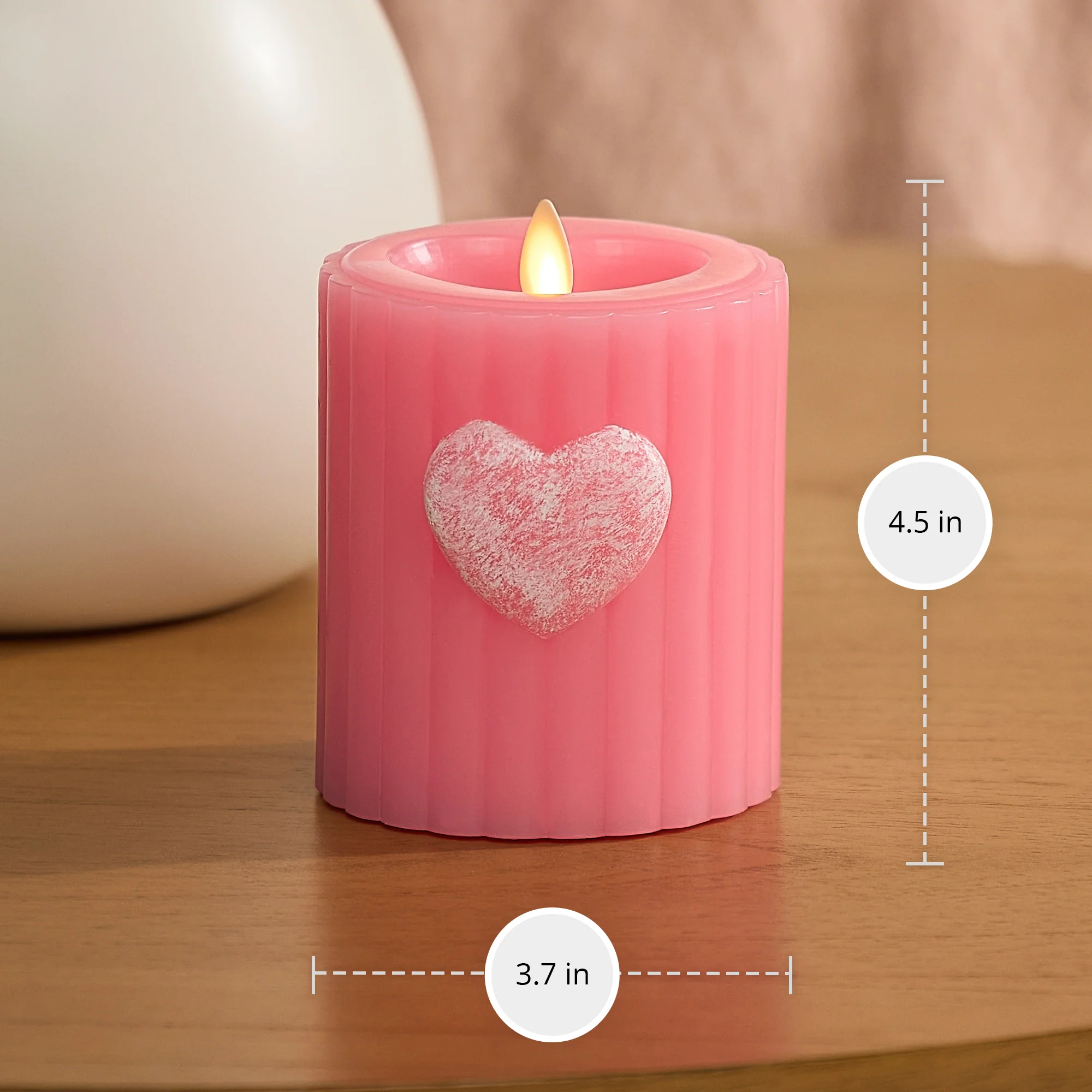 Sweet Pink Ribbed Flameless Candle Pillar - Image 8