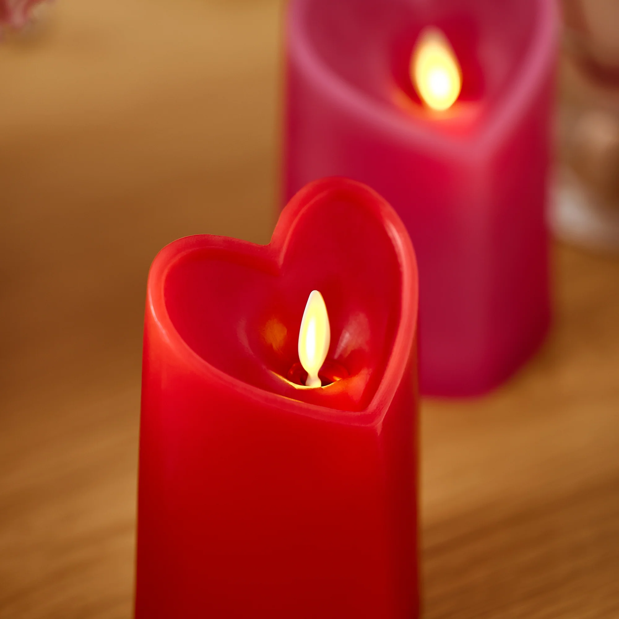 True Red Flameless Candle Heart Pillar - Image 10