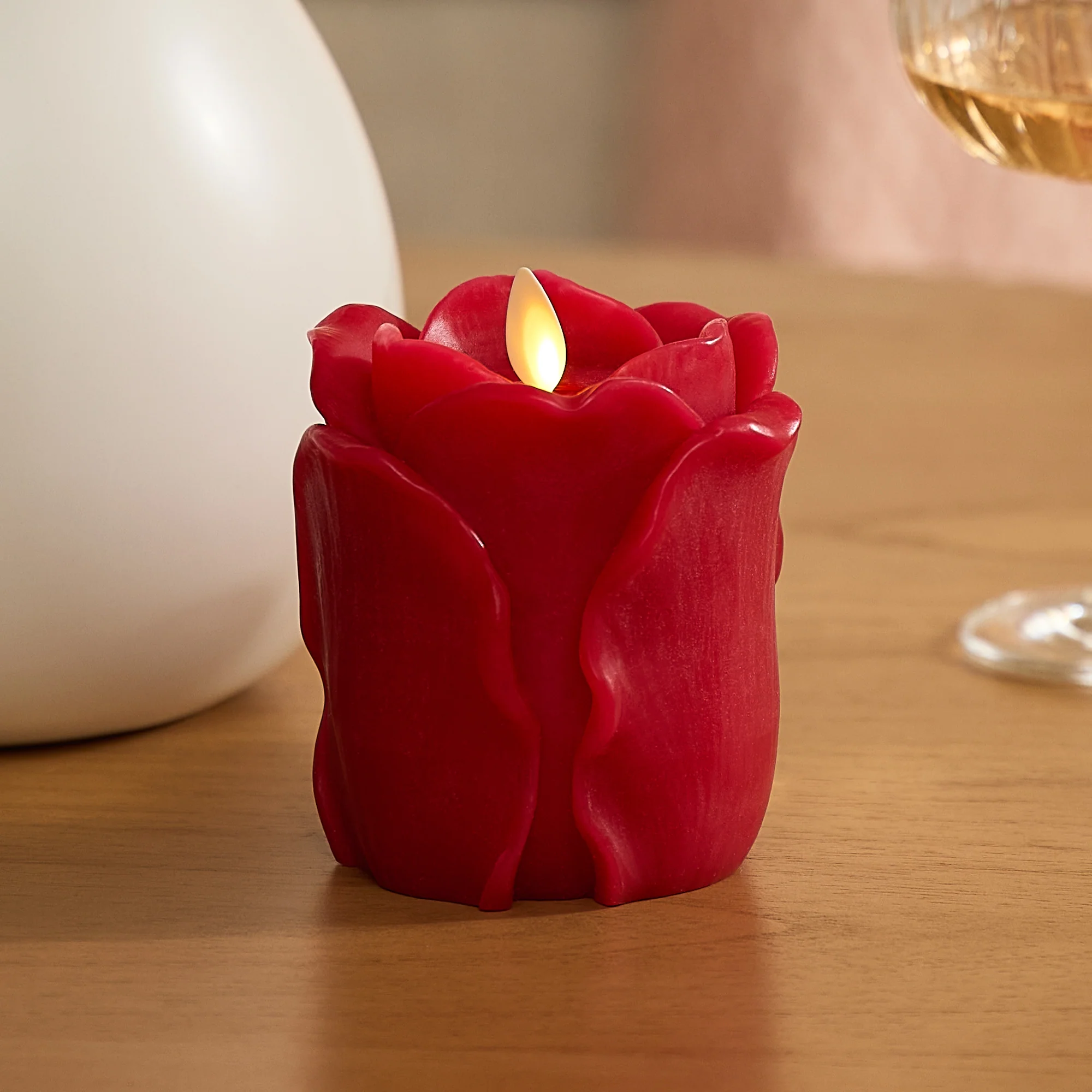 True Red Flameless Candle Rose Bud