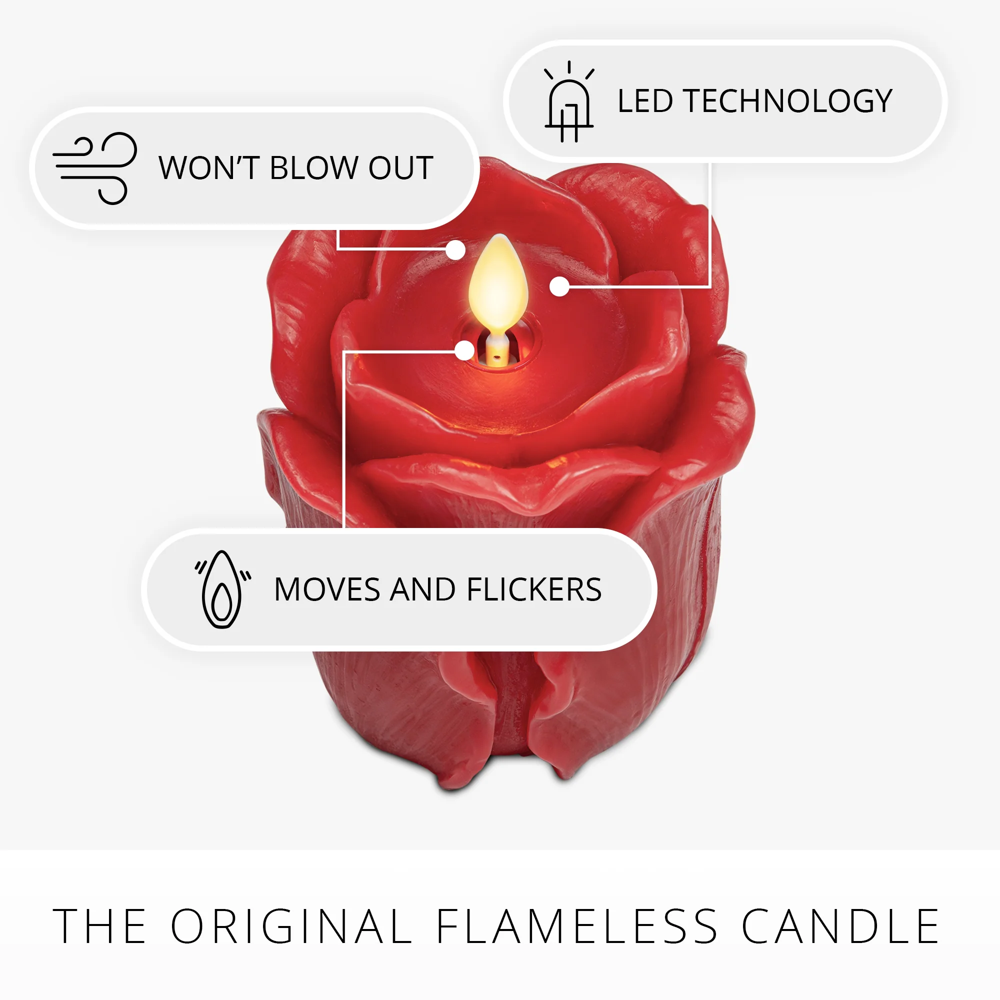 True Red Flameless Candle Rose Bud - Image 3