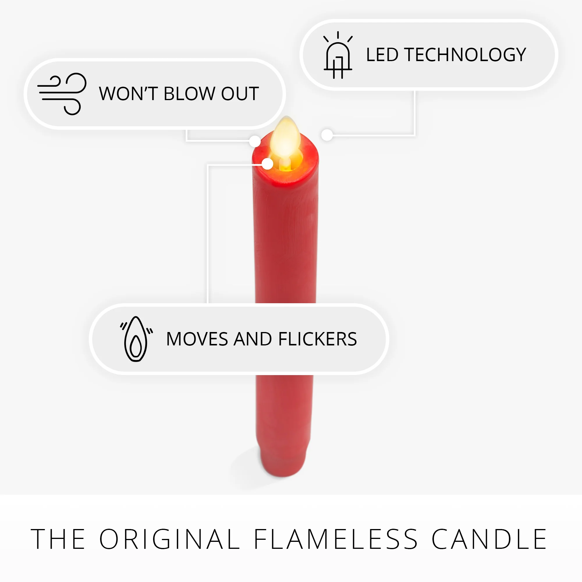 True Red Flameless Candle Taper - Image 4