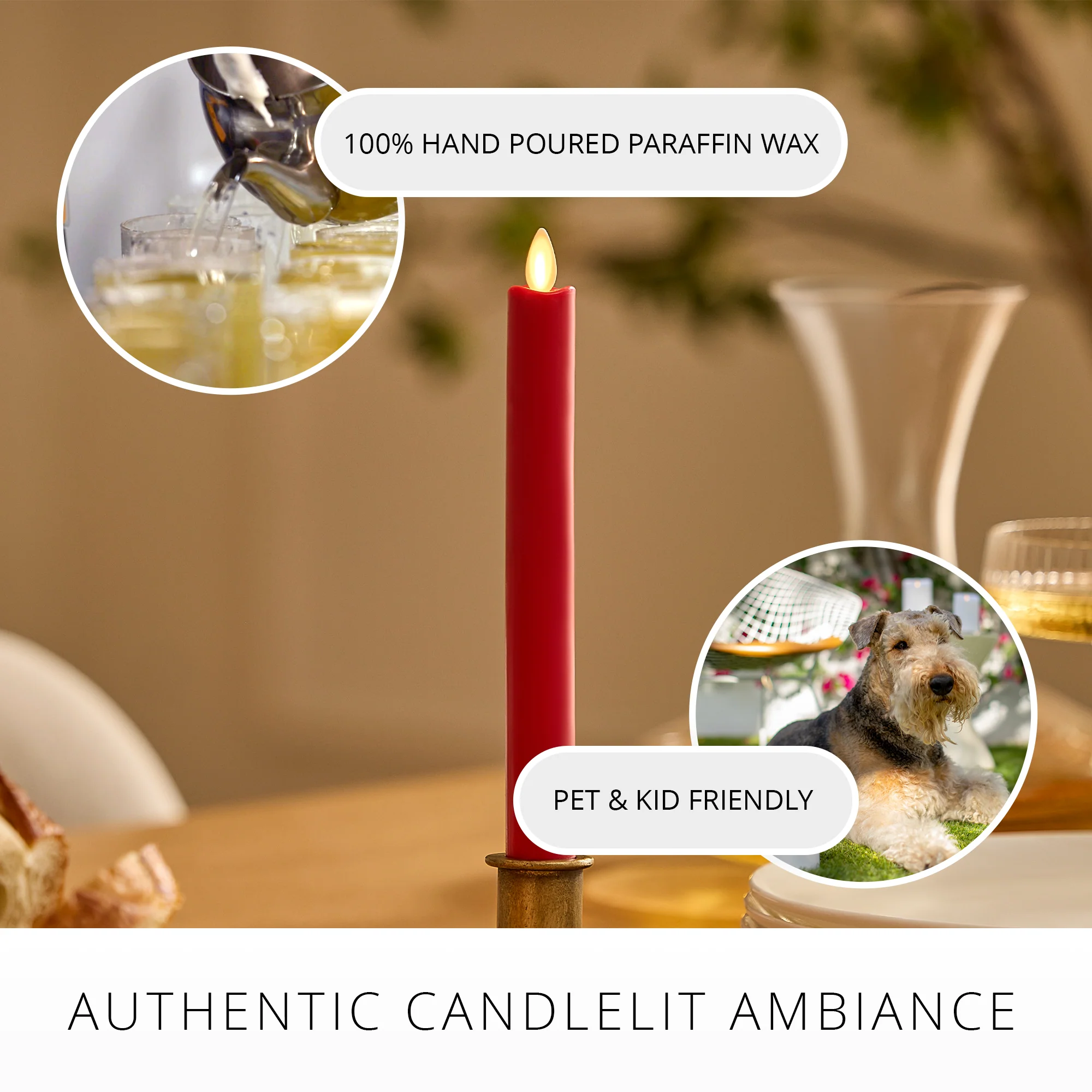 True Red Flameless Candle Taper - Image 5