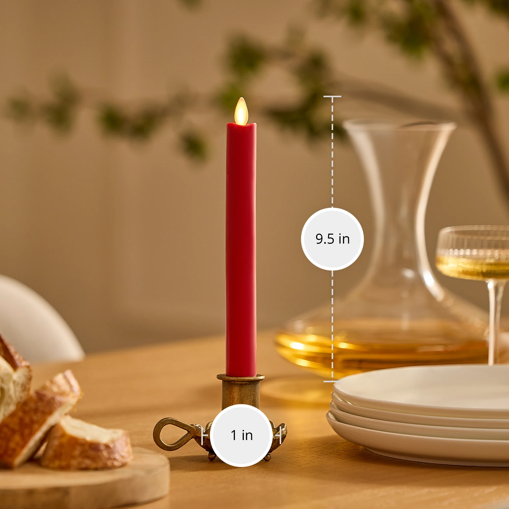 True Red Flameless Candle Taper - Image 6
