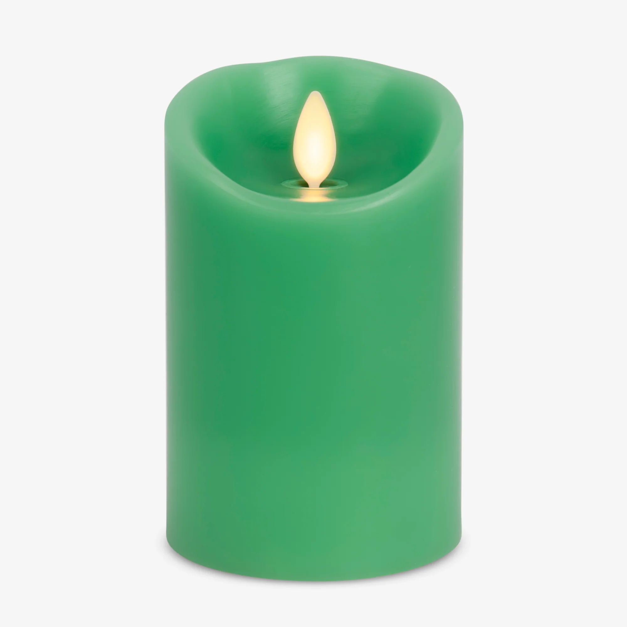 Vibrant Green Flameless Candle Pillar - Scallop Top - 3" Width - Image 10