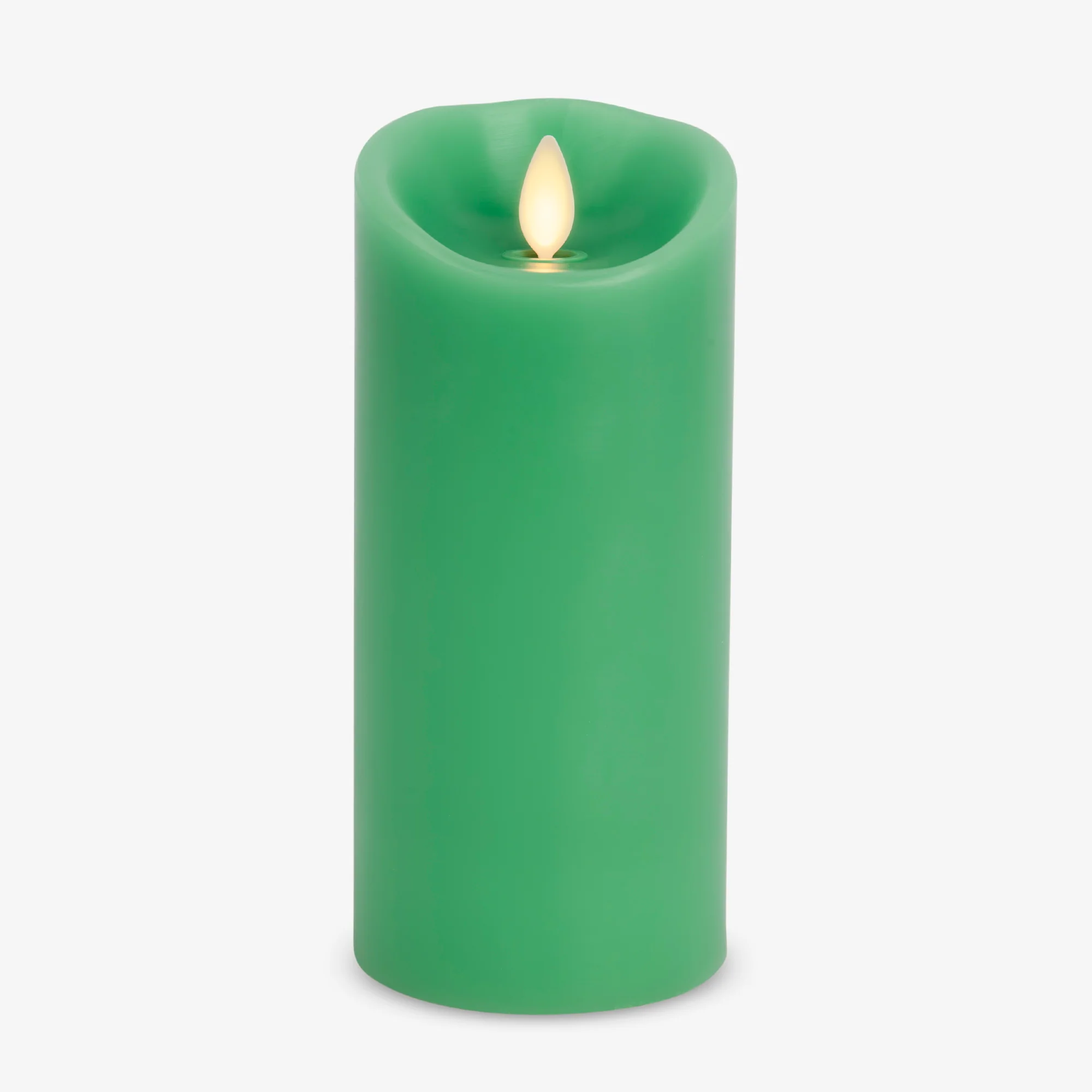 Vibrant Green Flameless Candle Pillar - Scallop Top - 3" Width - Image 11