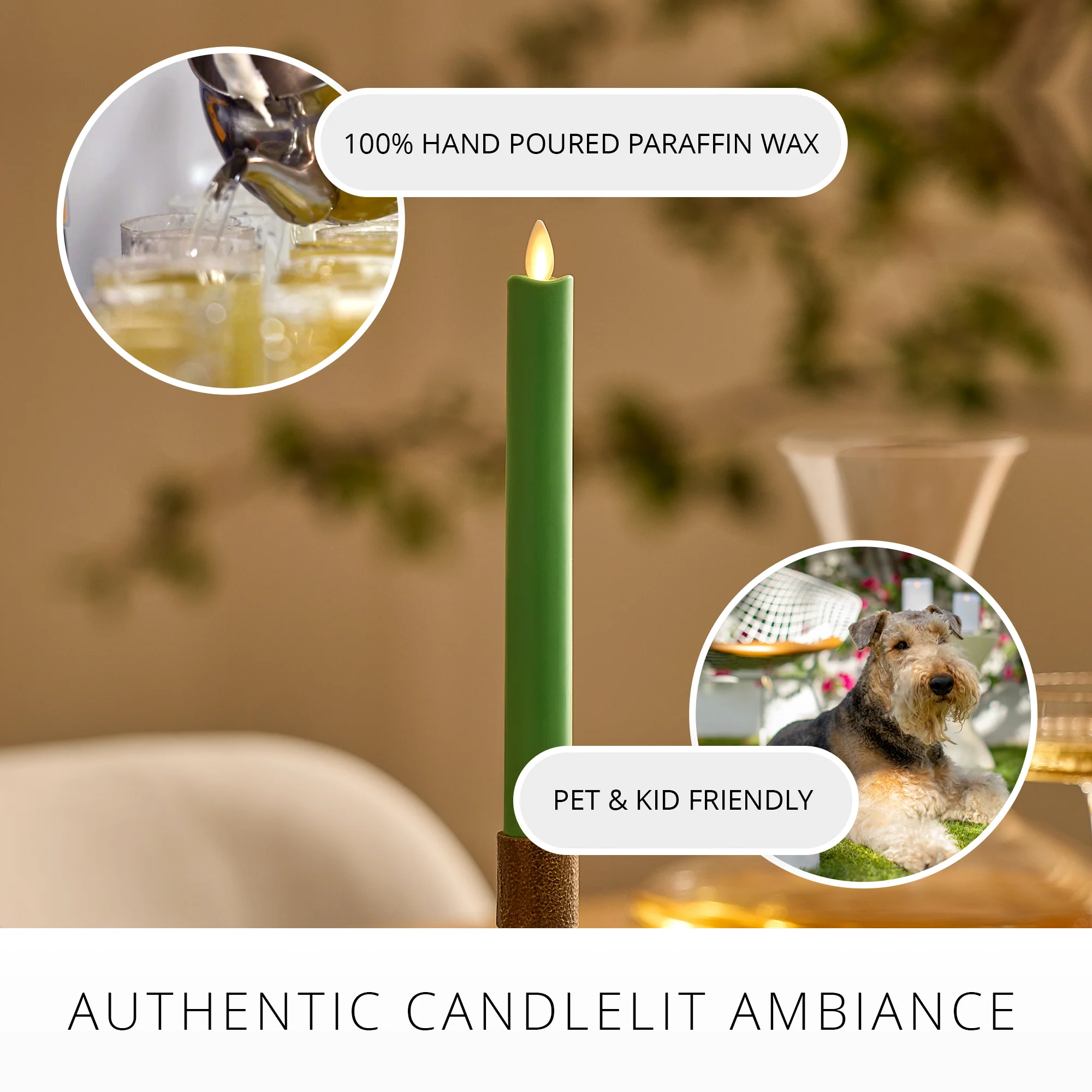 Vibrant Green Flameless Candle Taper - Image 4