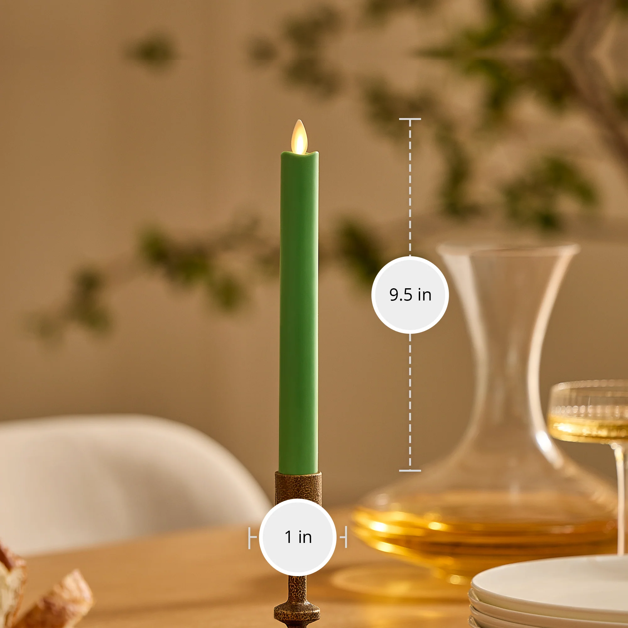 Vibrant Green Flameless Candle Taper - Image 5