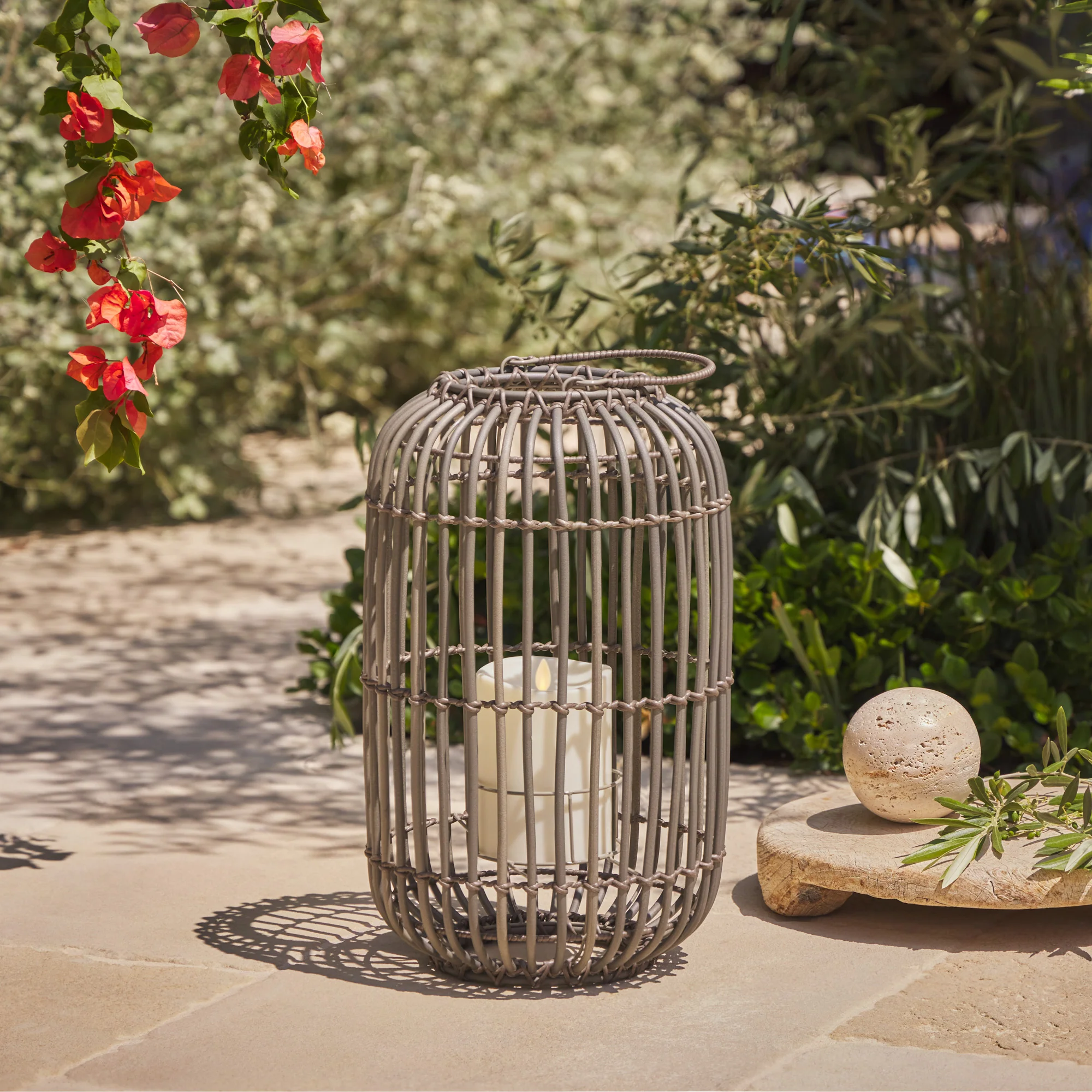 Weathered Grey Lantern with Outdoor Candle and Remote - Image 5