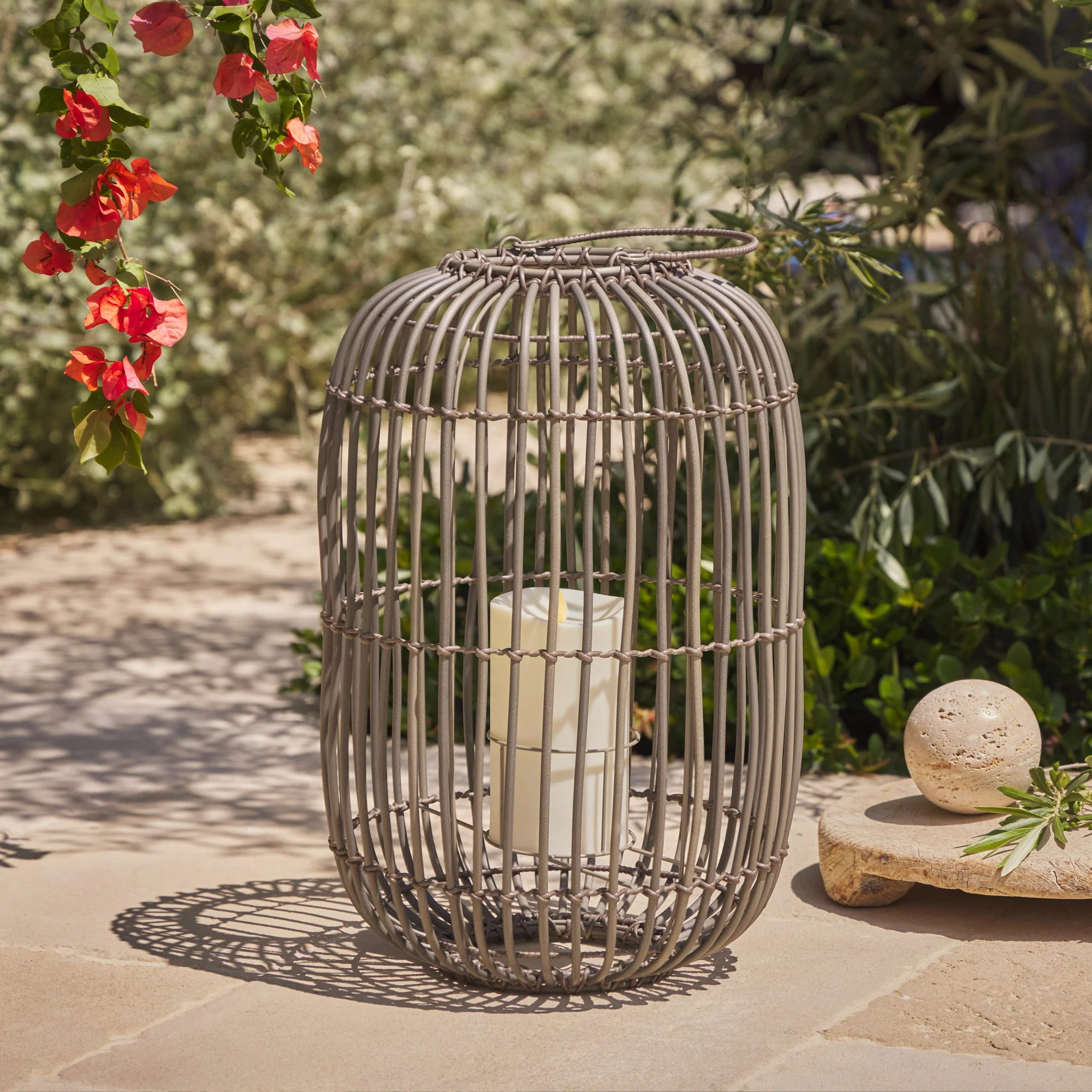 Weathered Grey Lantern with Outdoor Candle and Remote - Image 6