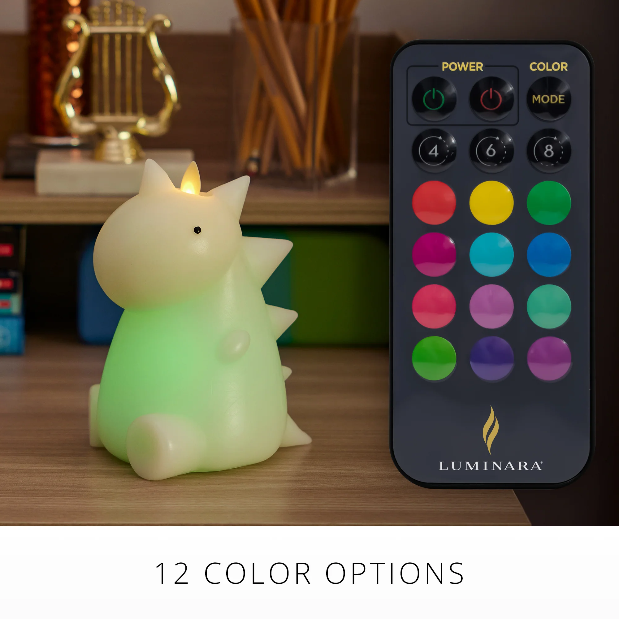 Whisper Green Color Changing Flameless Candle Dinosaur with Remote - Image 3