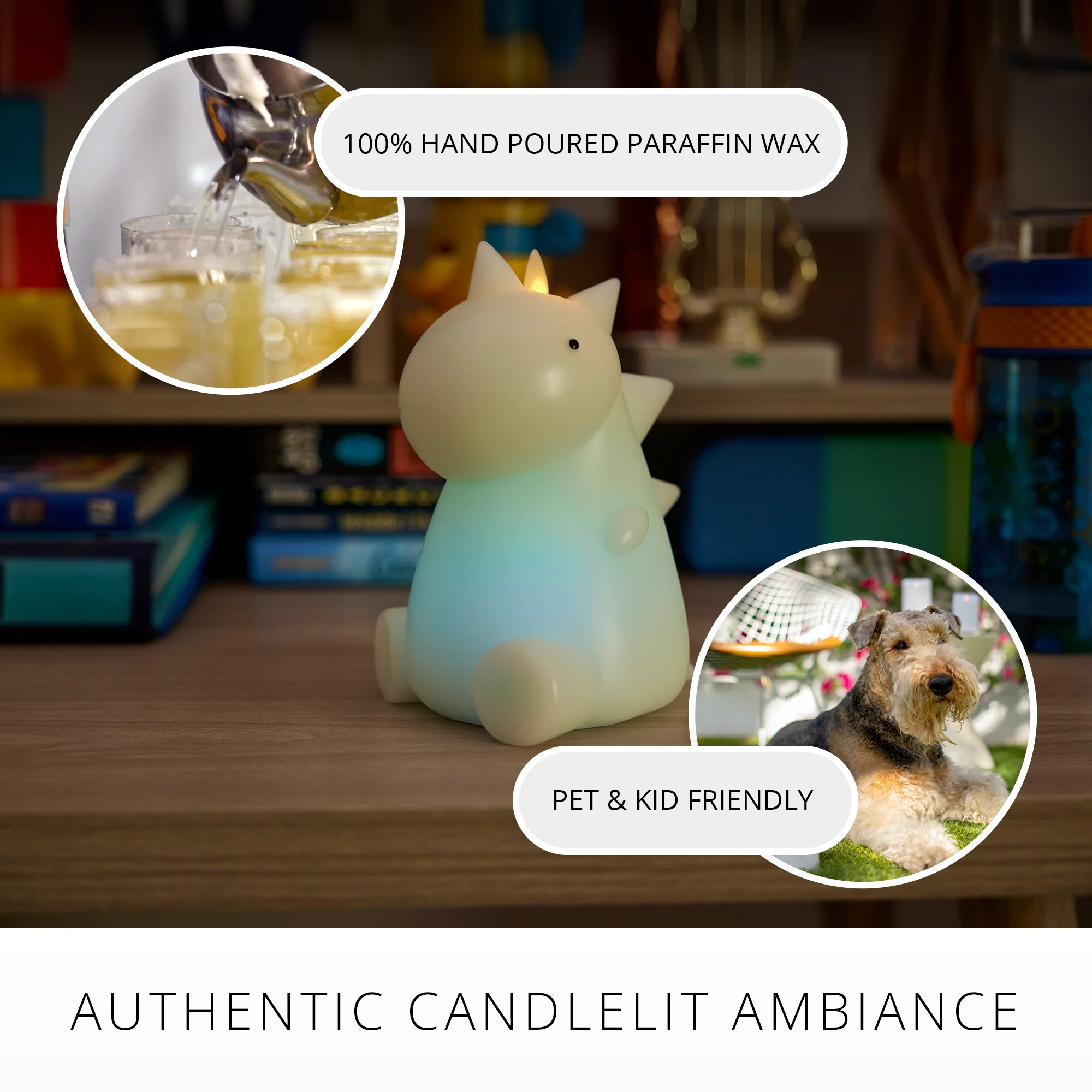 Whisper Green Color Changing Flameless Candle Dinosaur with Remote - Image 5