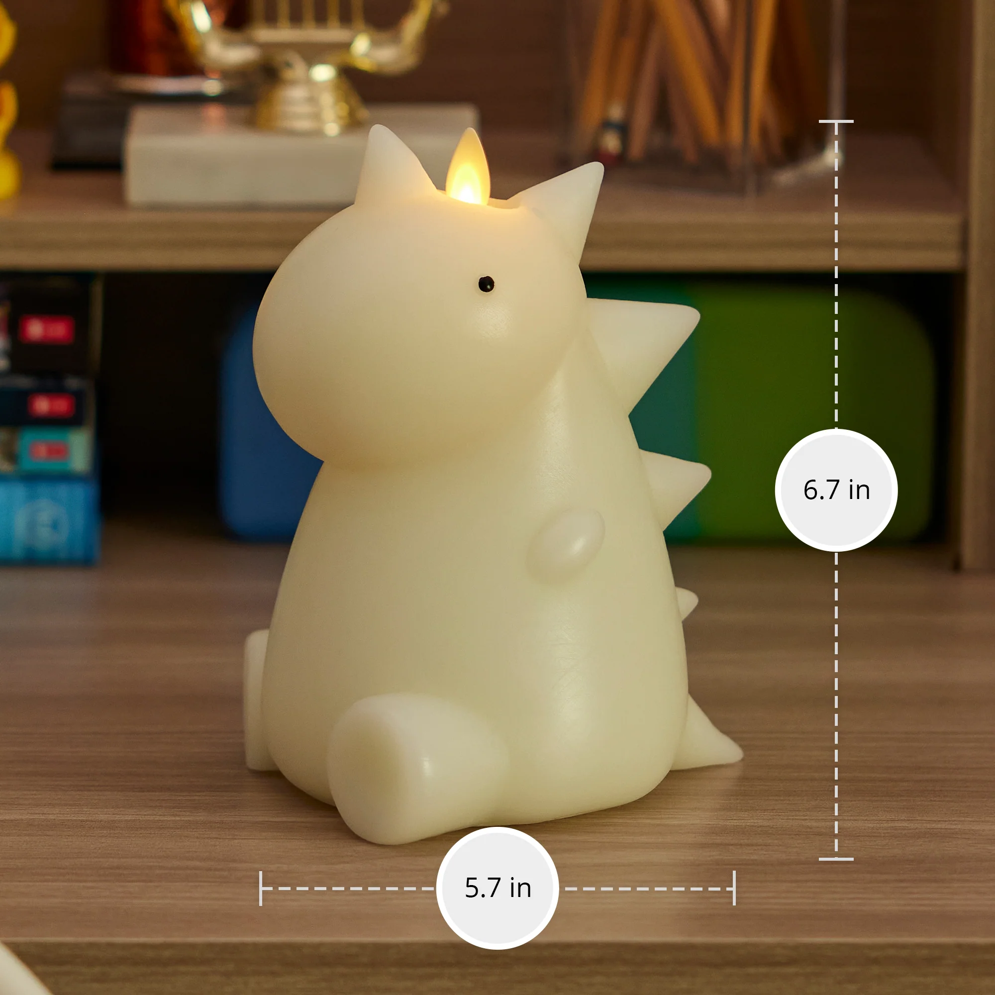Whisper Green Color Changing Flameless Candle Dinosaur with Remote - Image 6