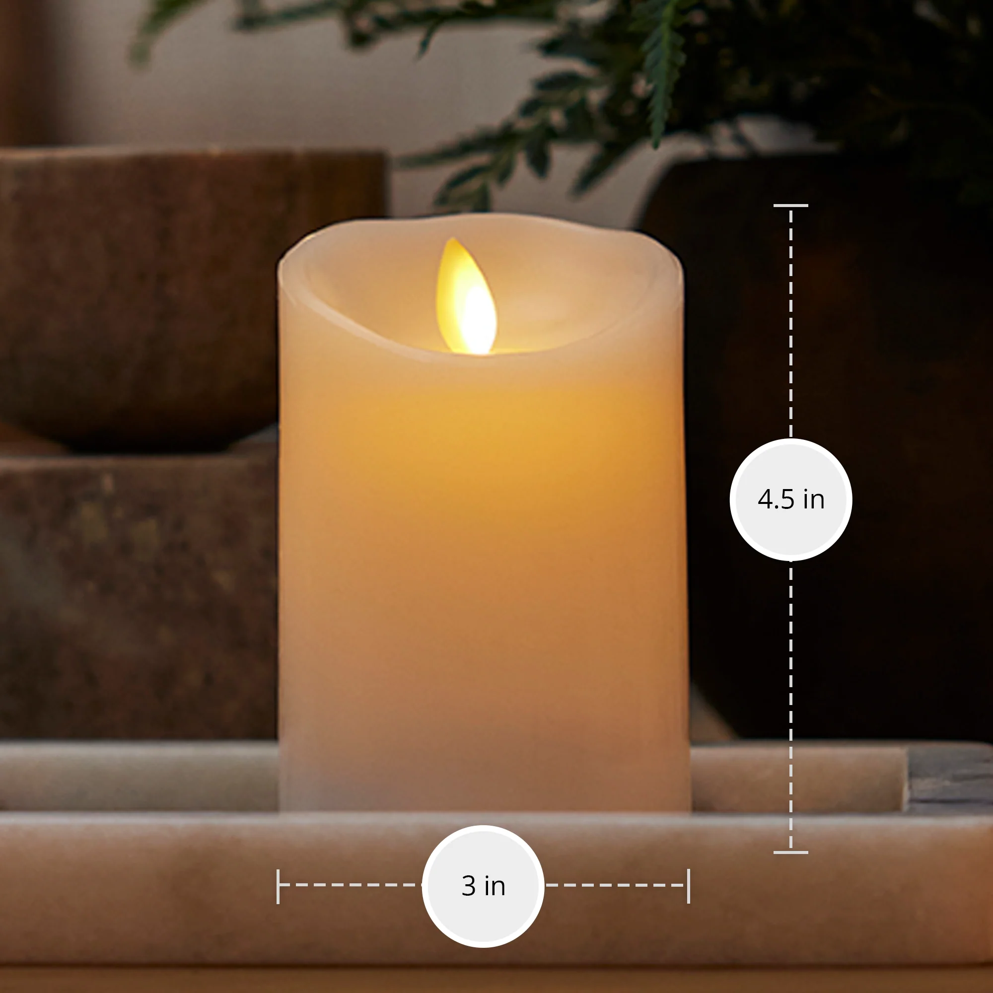 Flameless Color Changing Candle Pillar with Remote - Scallop Top - 3" Width - Image 11