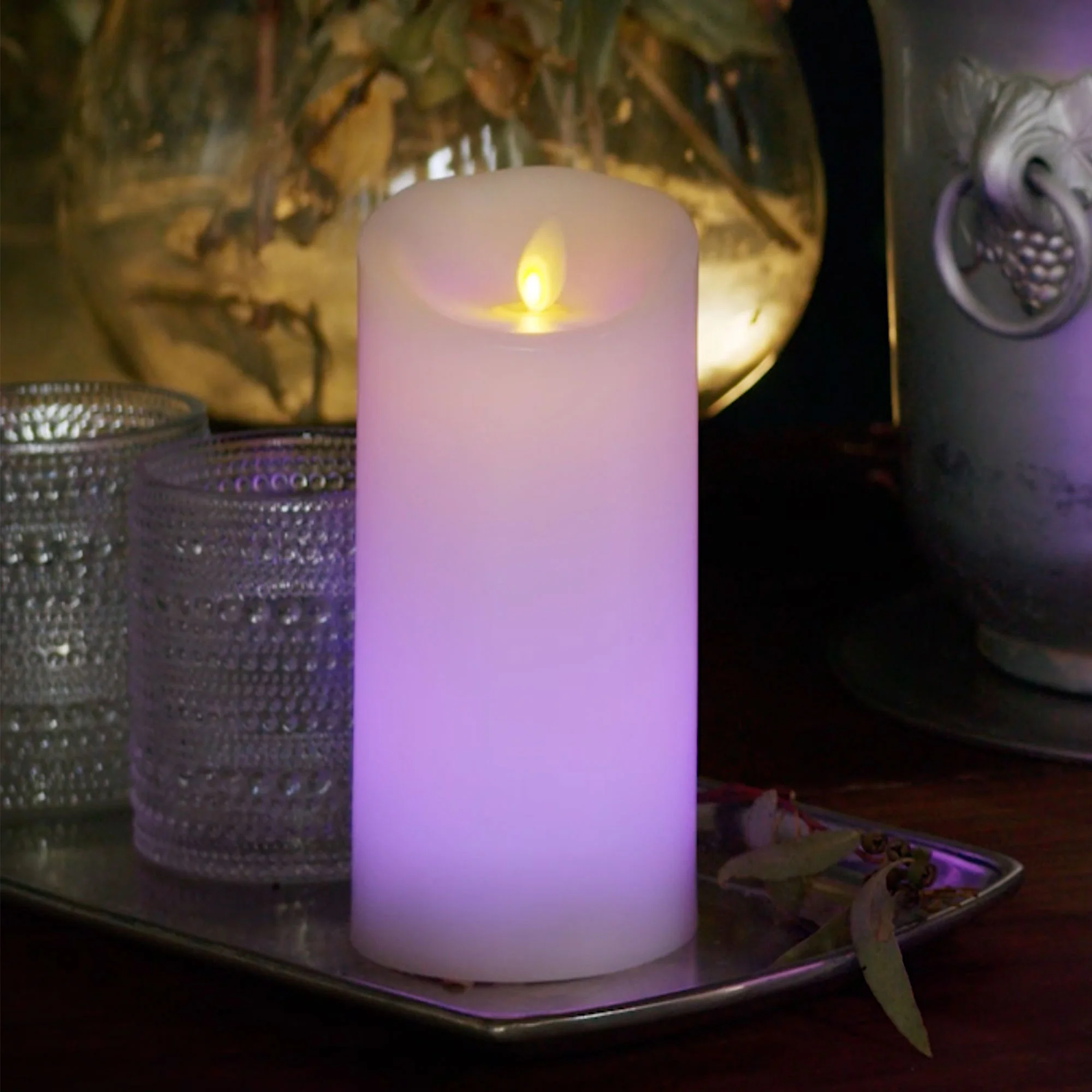 Flameless Color Changing Candle Pillar with Remote - Scallop Top - 3" Width - Image 12