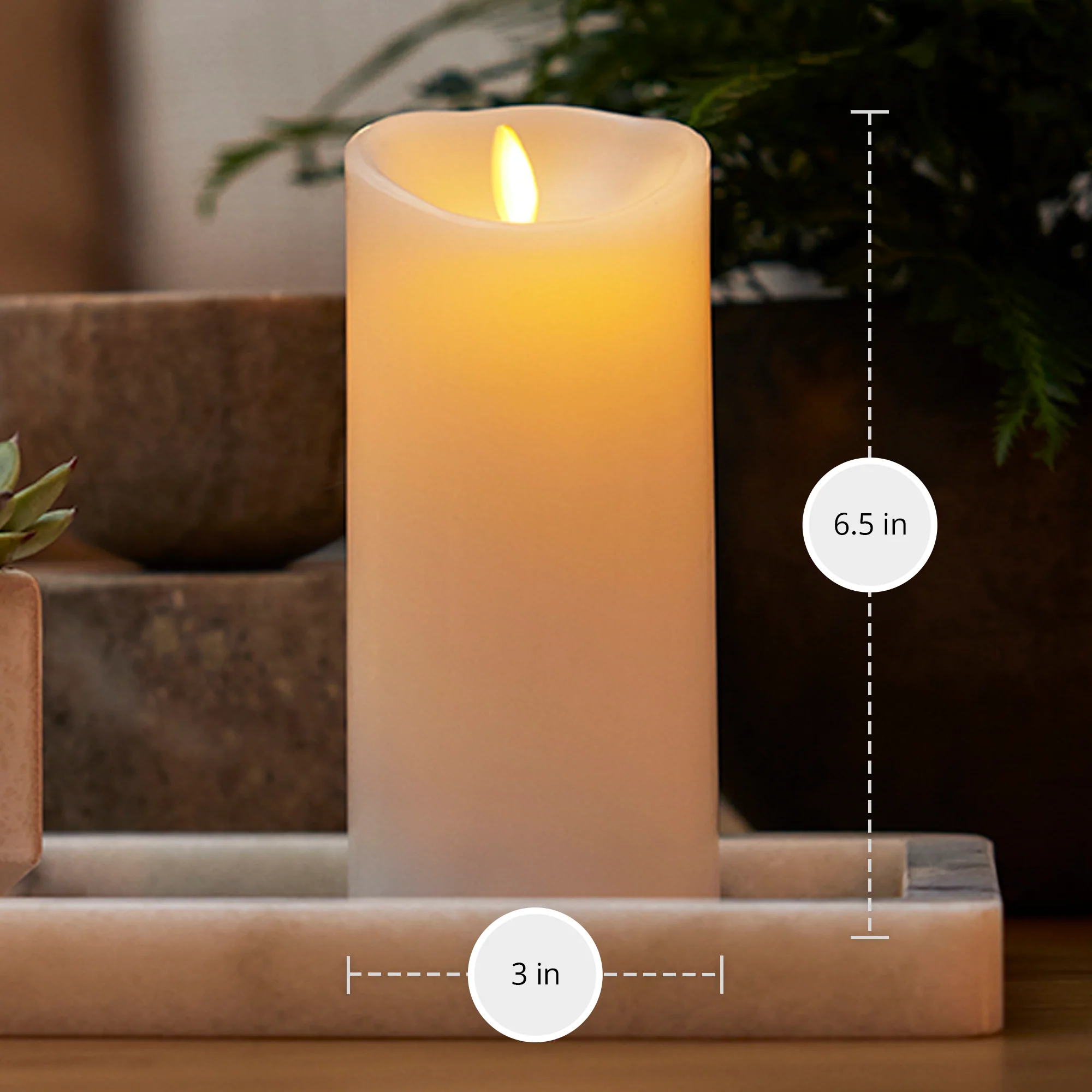 Flameless Color Changing Candle Pillar with Remote - Scallop Top - 3" Width - Image 14