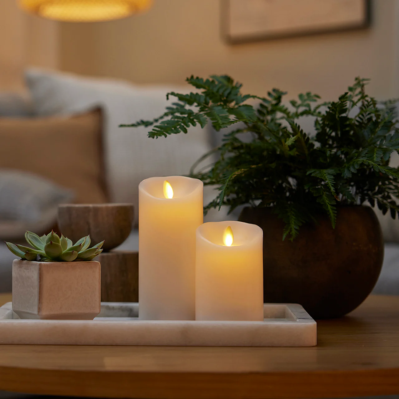 Flameless Color Changing Candle Pillar with Remote - Scallop Top - 3" Width - Image 3