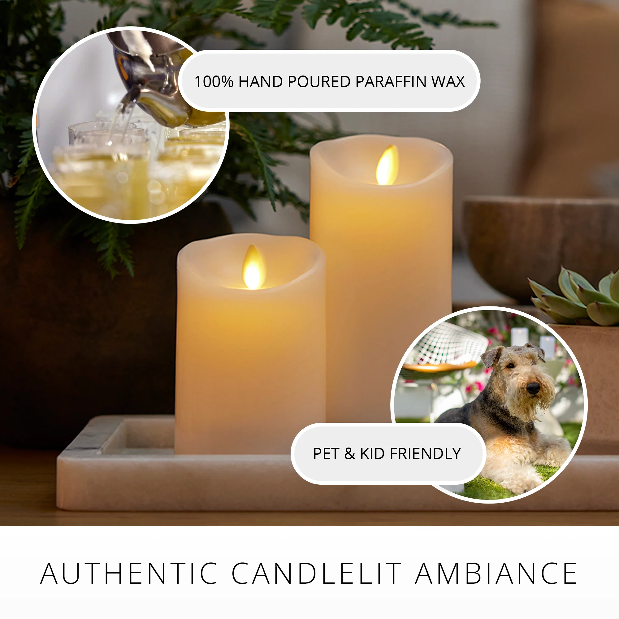 Flameless Color Changing Candle Pillar with Remote - Scallop Top - 3" Width - Image 5