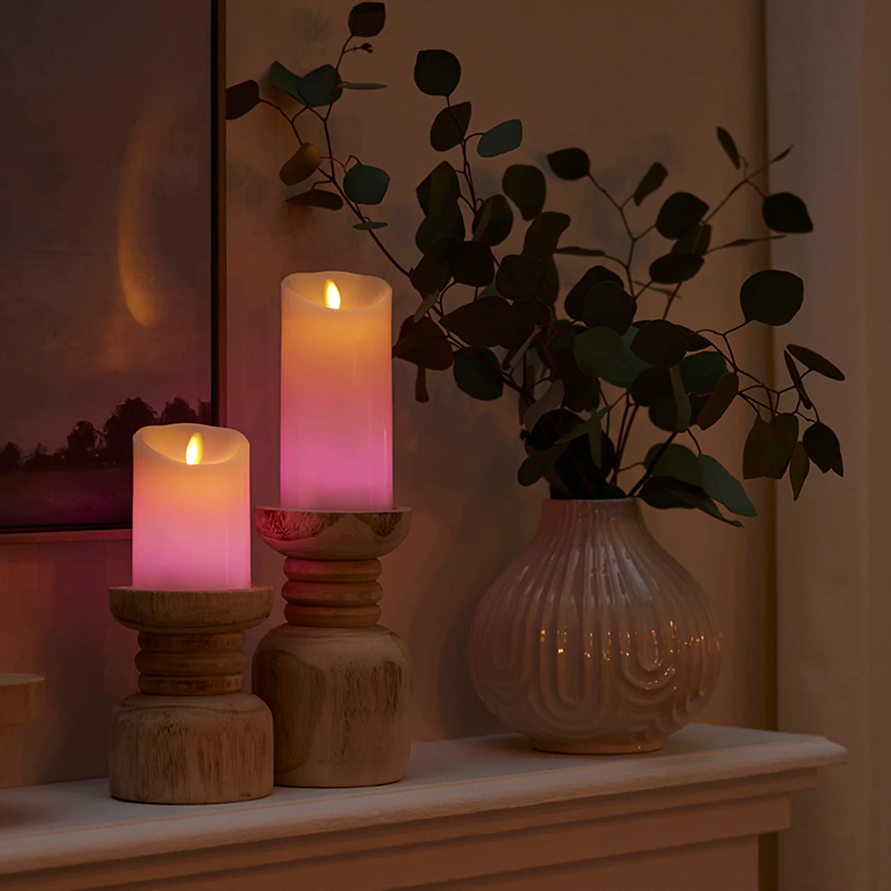 Flameless Color Changing Candle Pillar with Remote - Scallop Top - 3" Width - Image 7