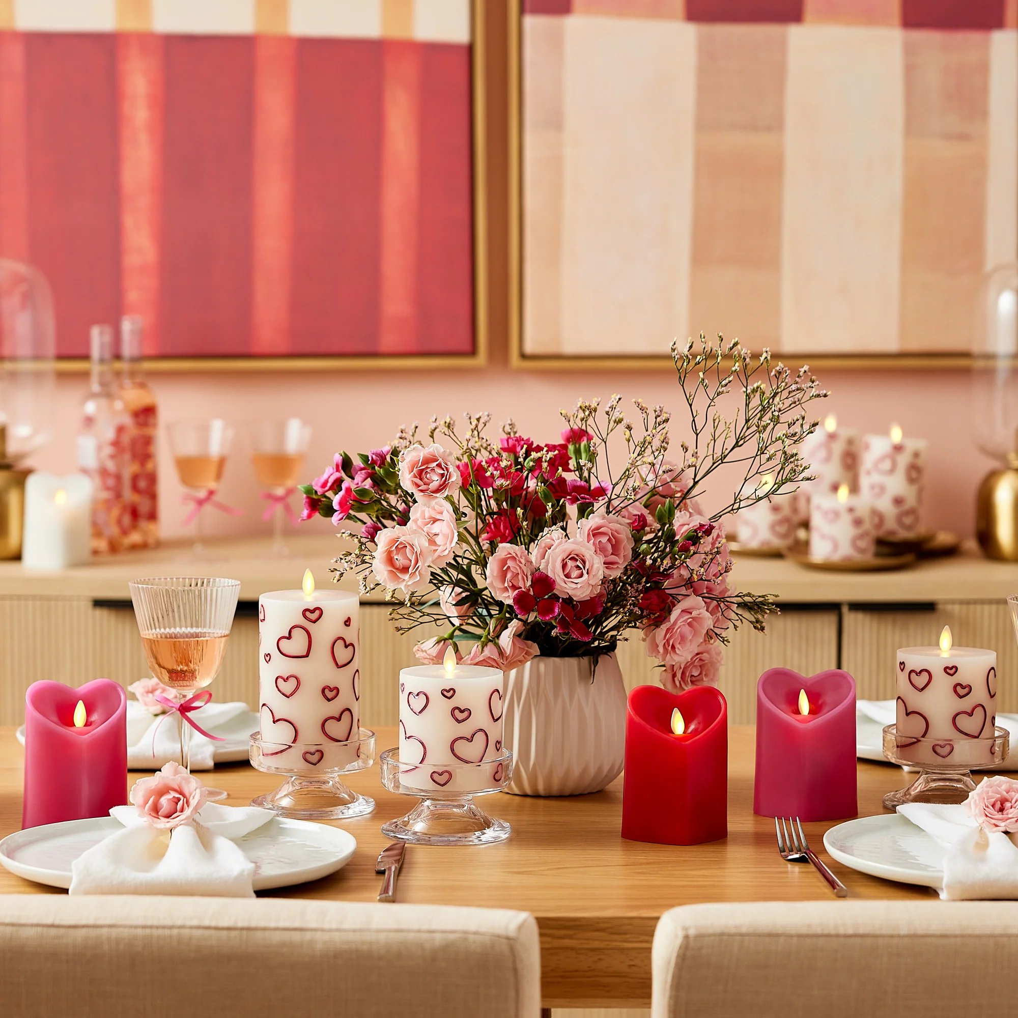 White Flameless Candle Heart Pillar - Image 3