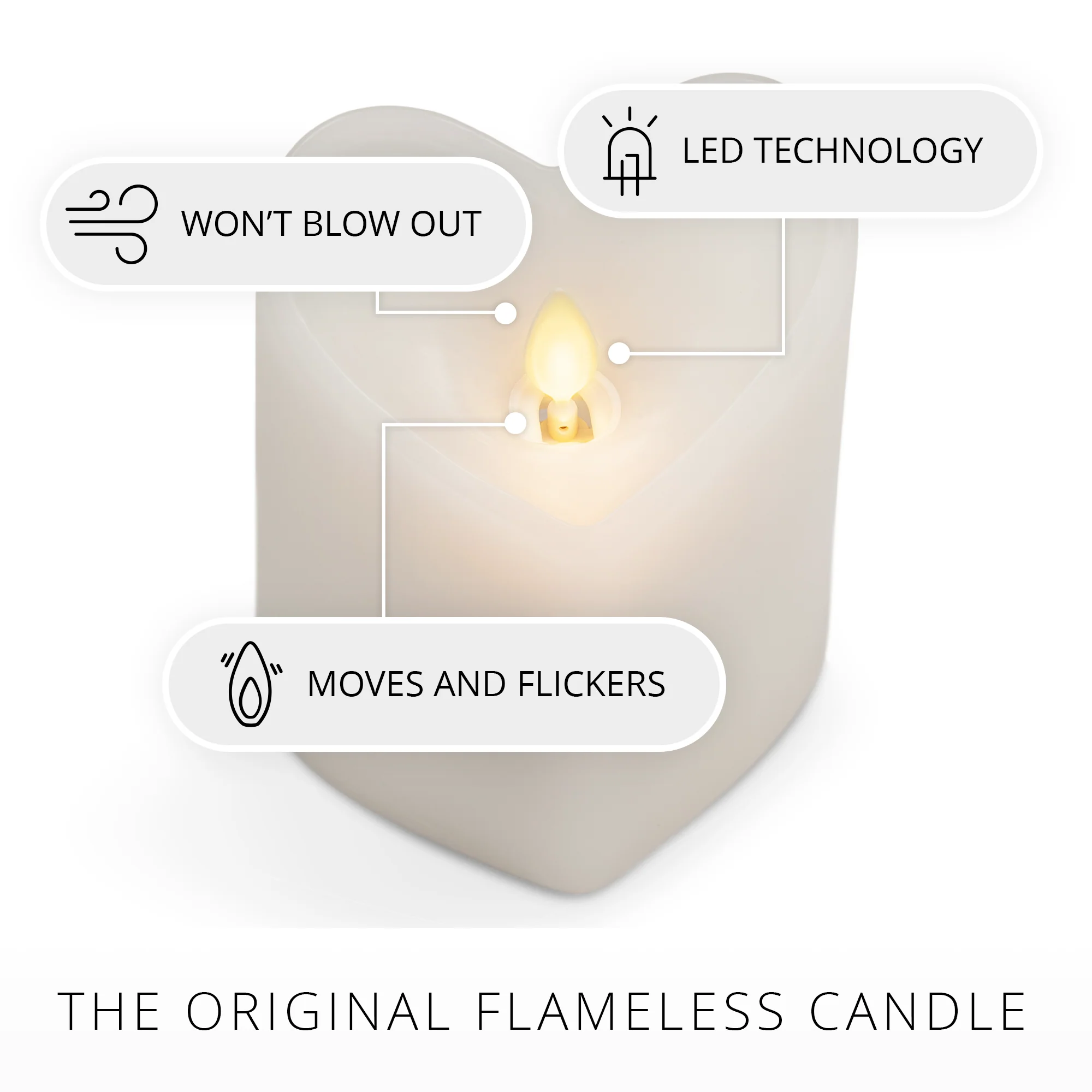 White Flameless Candle Heart Pillar - Image 5