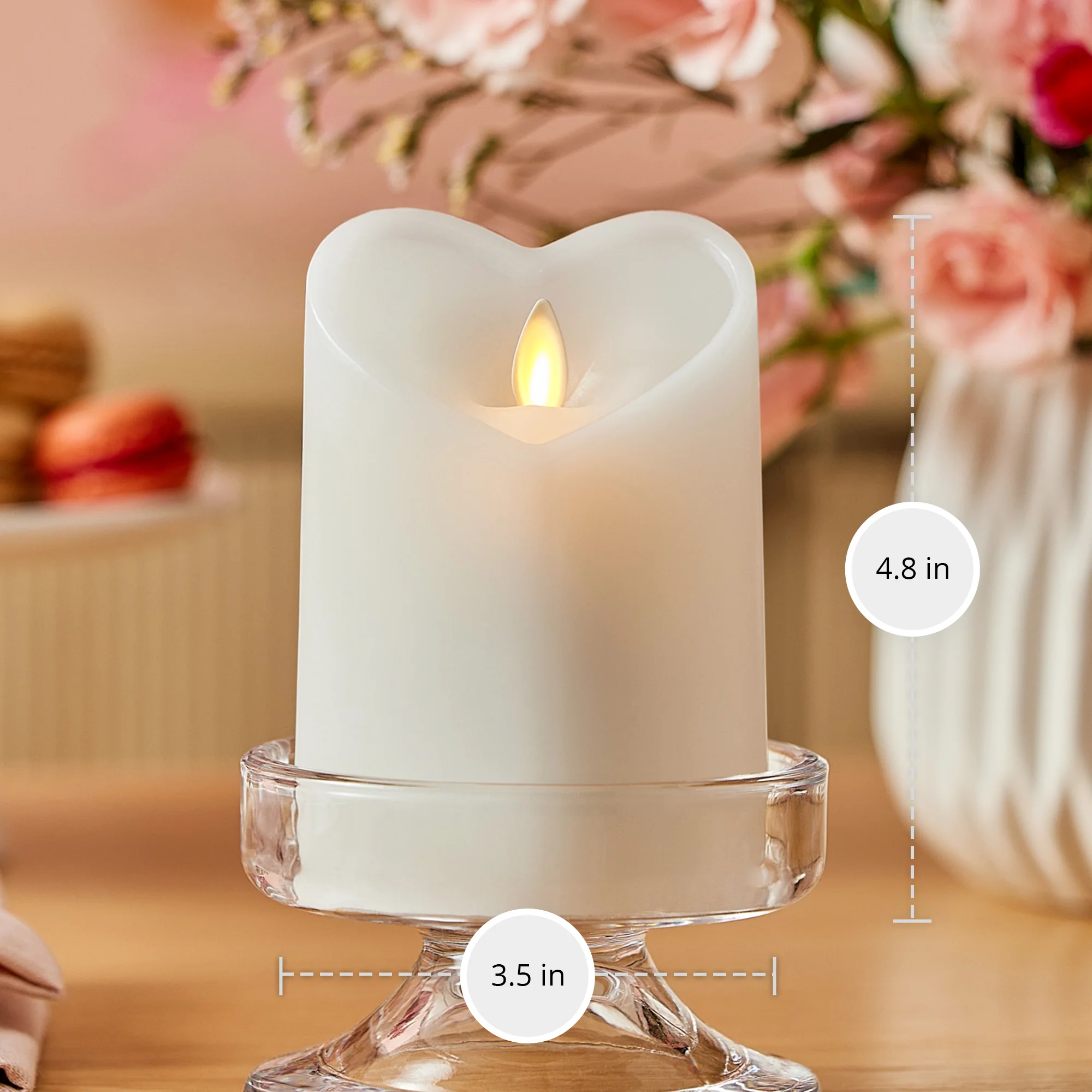 White Flameless Candle Heart Pillar - Image 8