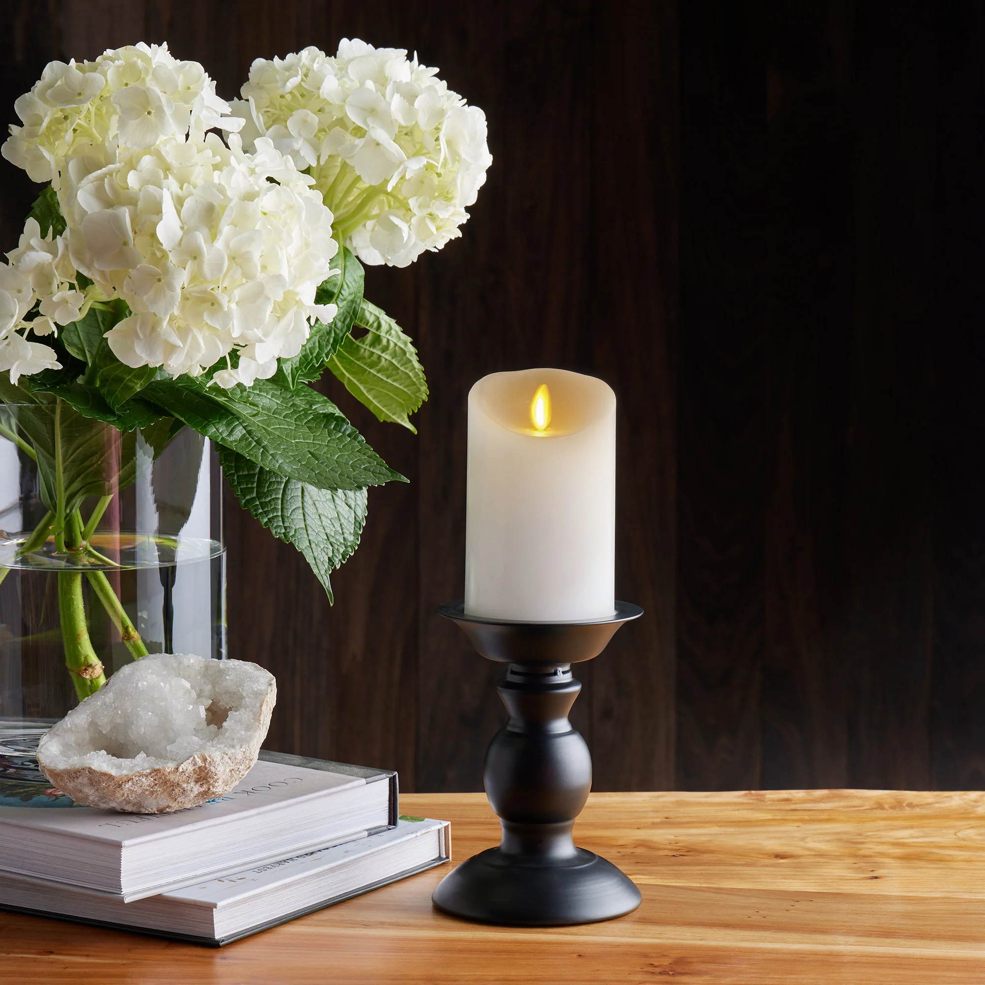 White Flameless Candle Pillar - Scallop Top - 3" Width - Image 6