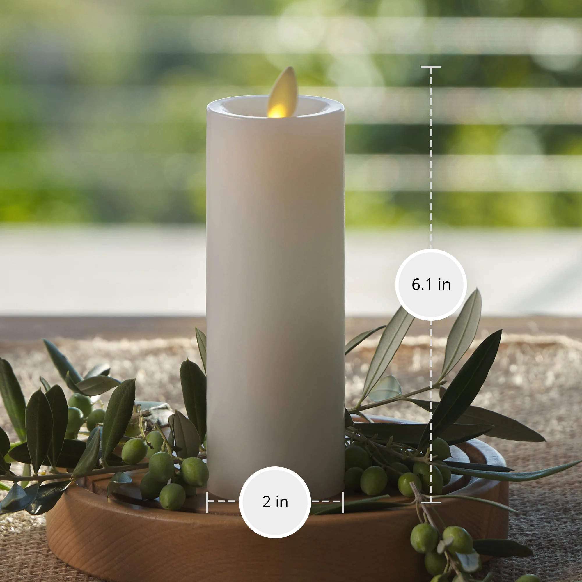 White Flameless Candle Slim Pillar - Recessed Top - Image 11