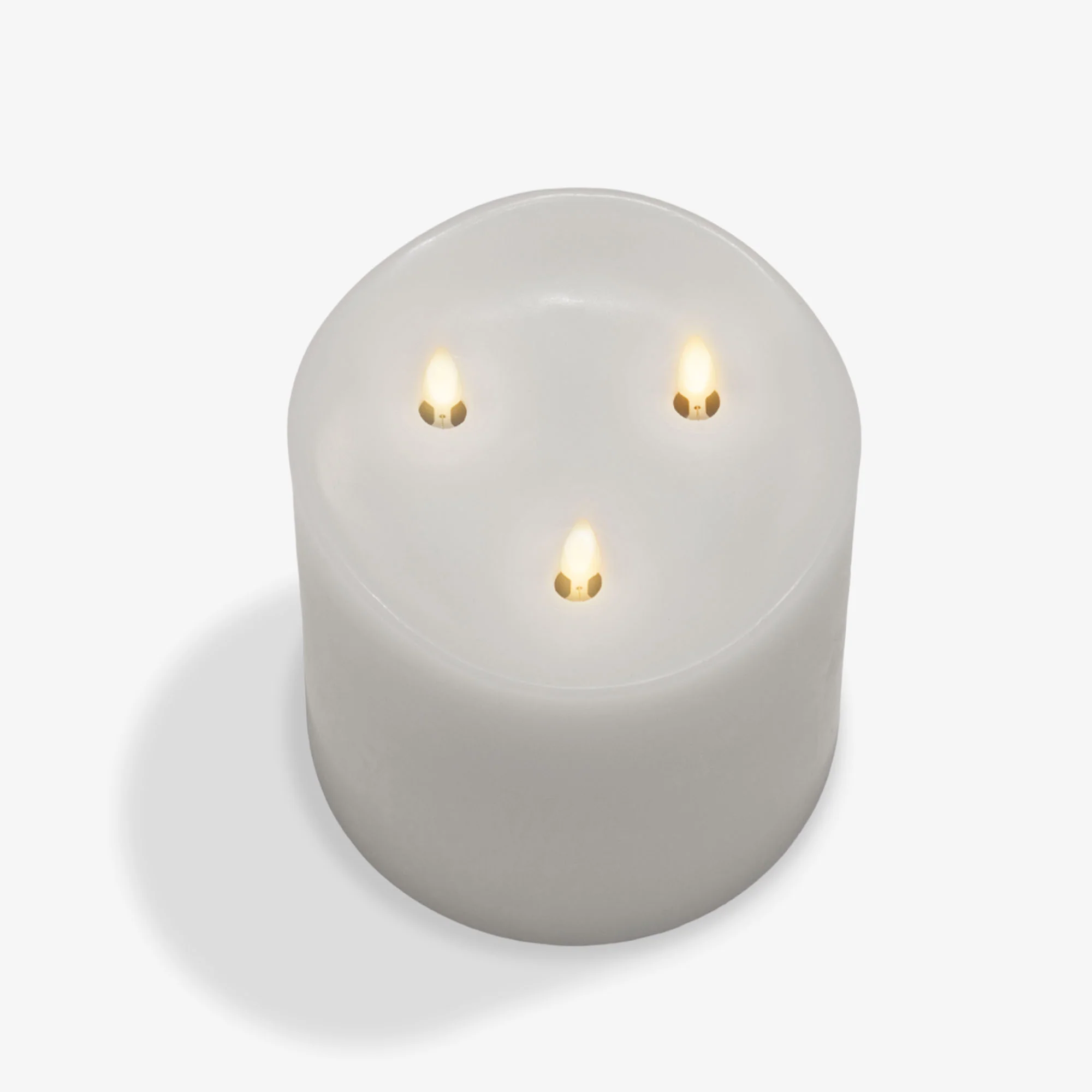 White Flameless Candle Tri-Flame Grand Pillar - Melted Top - Image 8