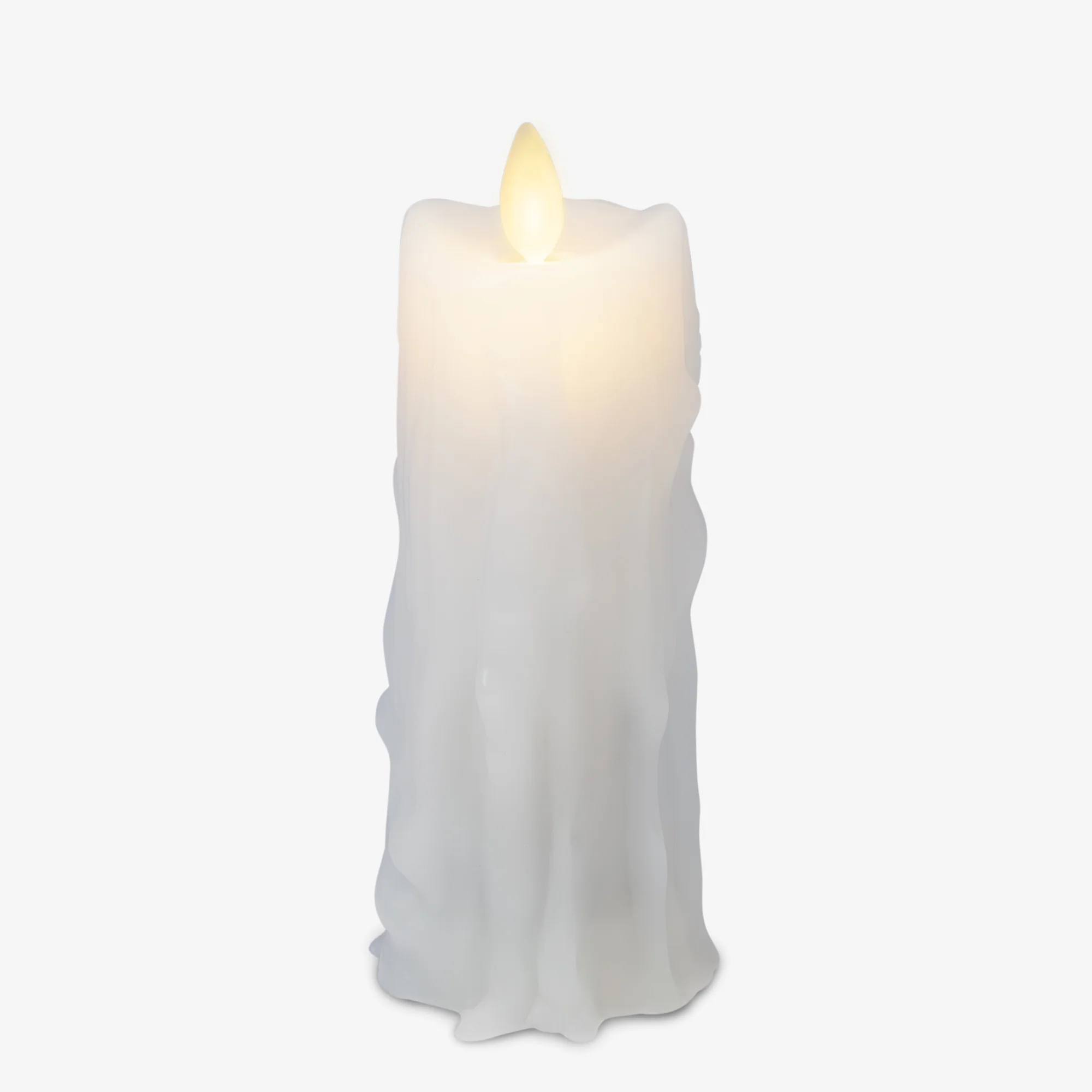 White Heavy Wax Drip Flameless Candle Slim Pillar - Image 10