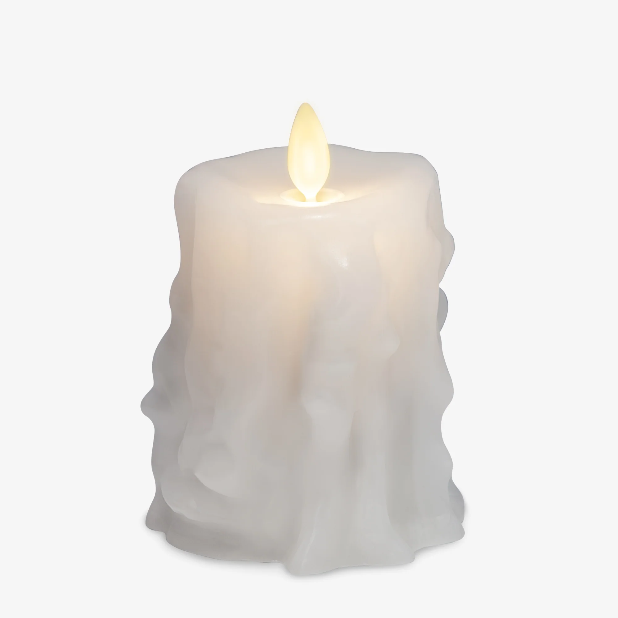 White Heavy Wax Drip Flameless Candle Slim Pillar - Image 7