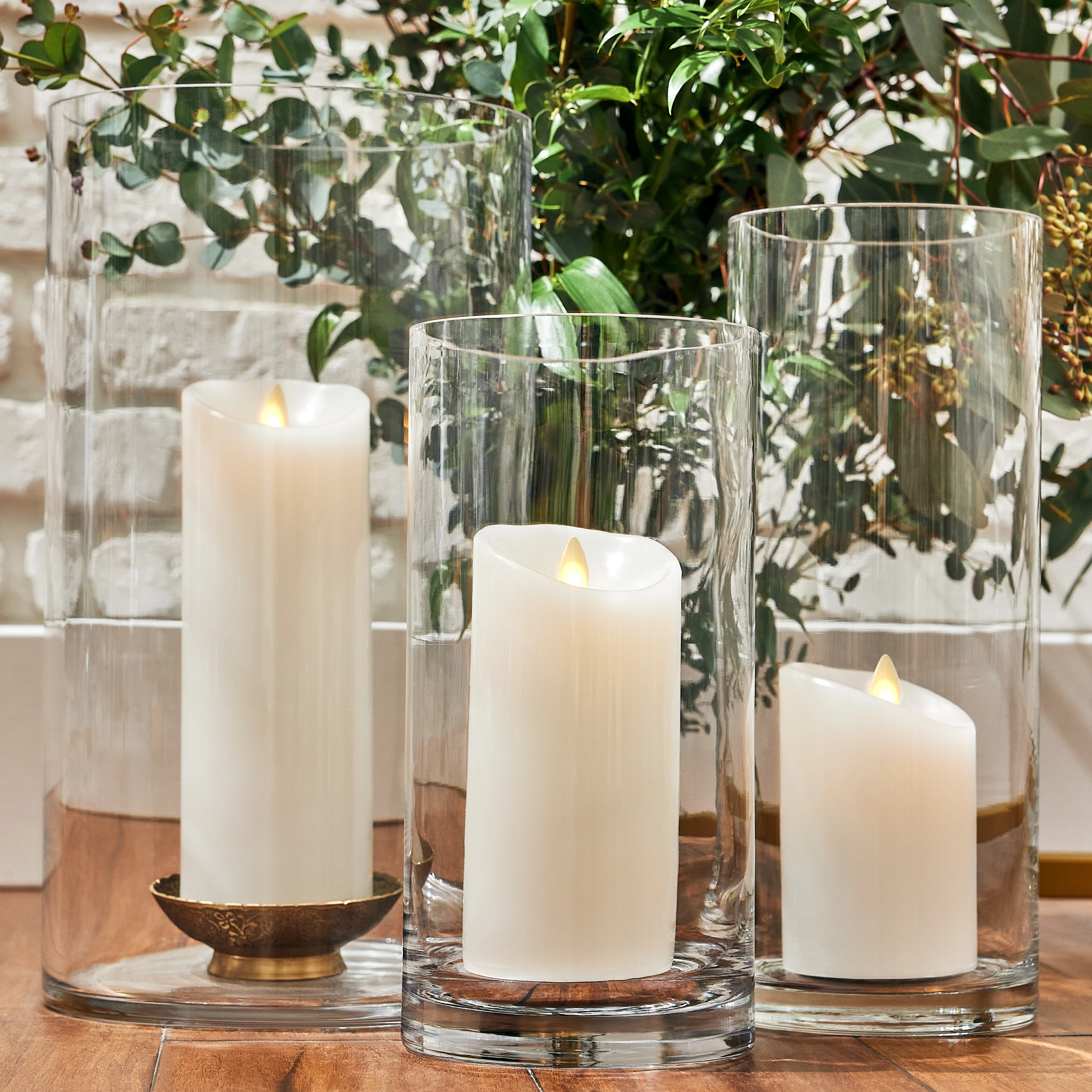 White Flameless Candle Pillar - Scallop Top - 3" Width - Image 5